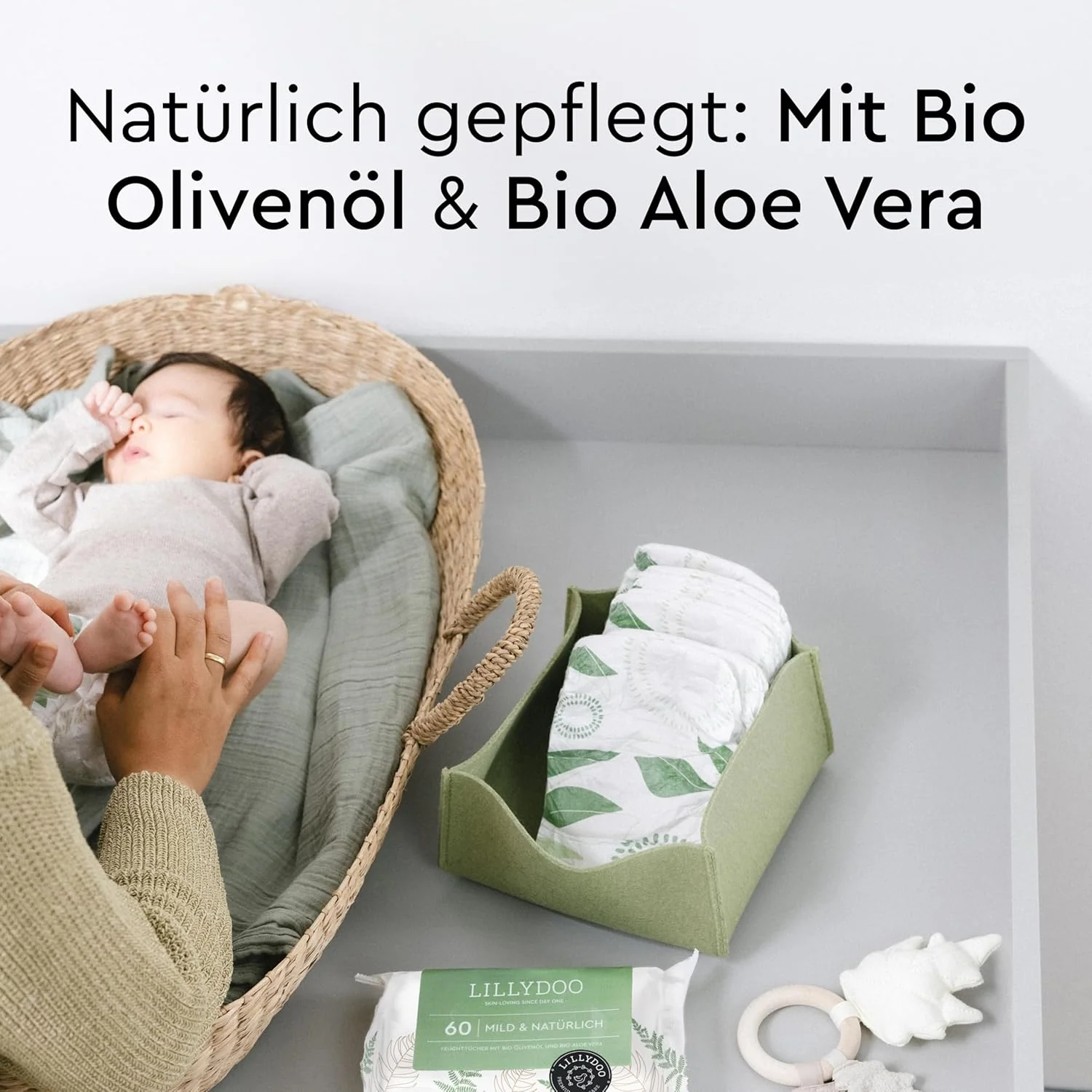 LILLYDOO green Feuchttücher, 900 Stück (15 x 60), 100% plastikfreies, reissfestes Tuch - ohne Parfüm - Image 3