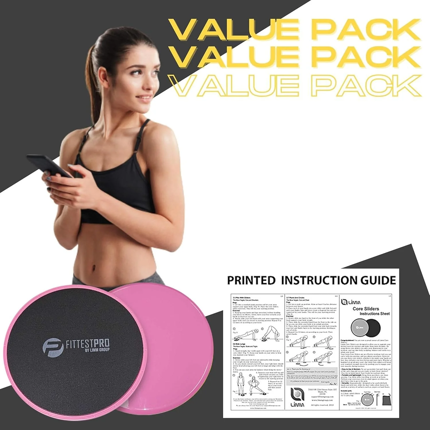 Limm Core Sliders Übungsscheiben (2er-Set) doppelseitige Fitness-Gleiter zur Stärkung des Kerns, Bal - Image 4
