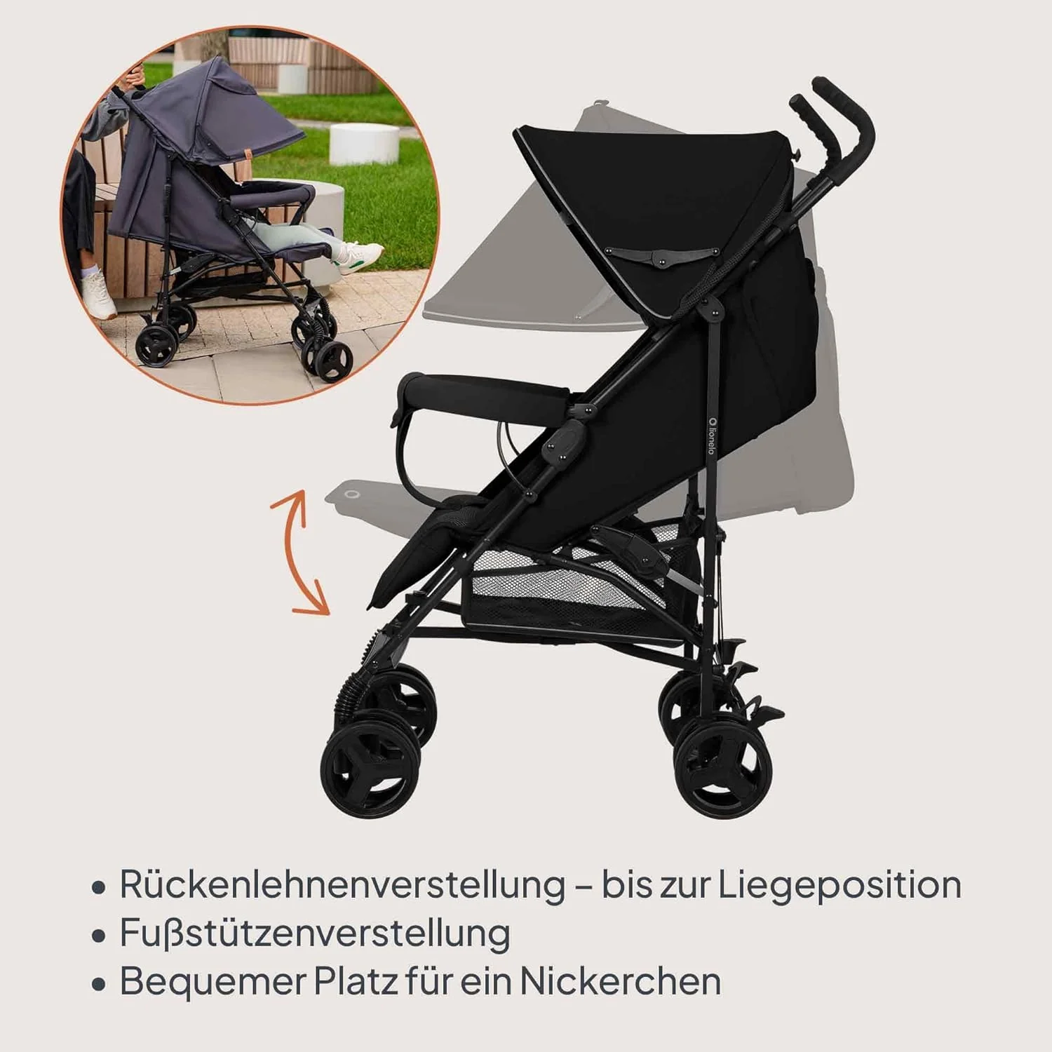 LIONELO Elia Buggy Klein Zusammenklappbar Kinderwagen Bis 15 Kg, Rücken Und Fussstützenverstellung H - Image 6