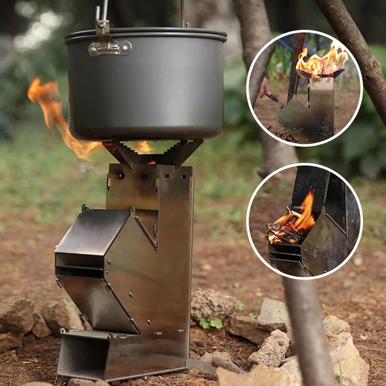 Ljourney Raketenofen Rakete | Rocket Stove Stecksystem Aus Massivem 1.2-mm-dickem Stahl Für Dutch Ov - Image 4