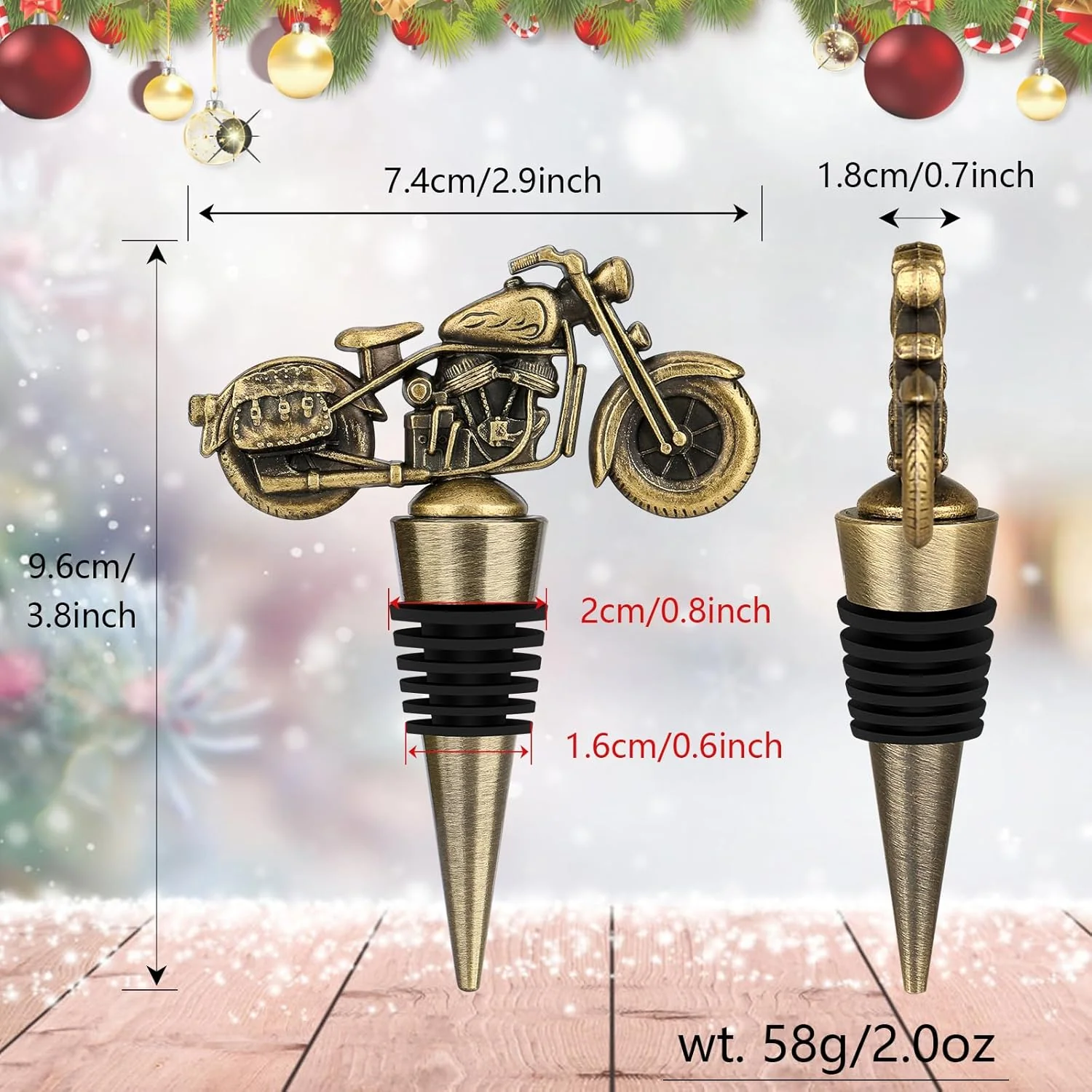 LKKCHER Weihnachtlich verpackter Motorrad-Weinflaschenverschluss, Weihnachtsgeschenke Motorradgesche - Image 6