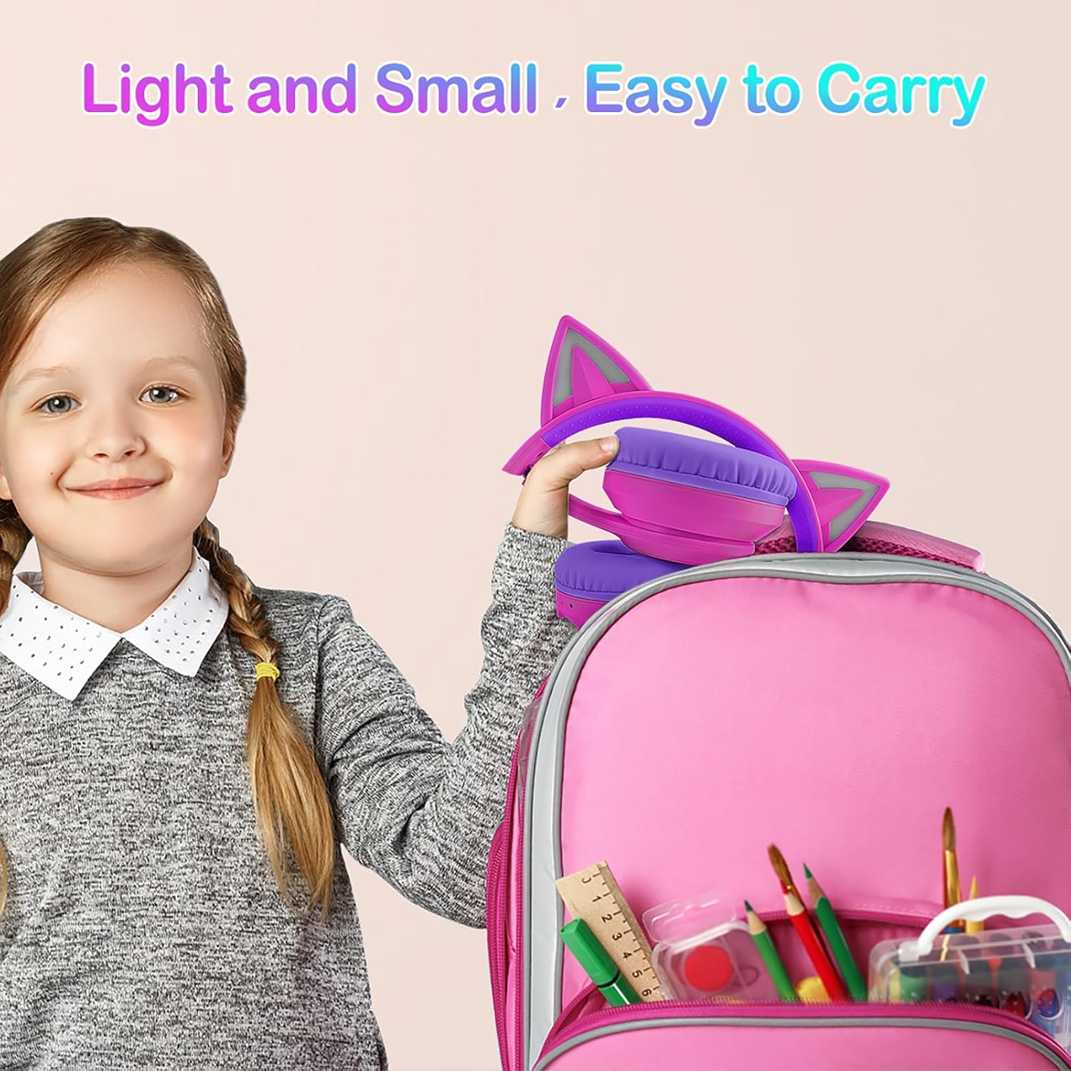 LOBKIN Kinder Kopfhörer mit Tasche, Kopfhörer Kabellos und Kabel Bluetooth für Kinder, Faltbar Einst - Image 7