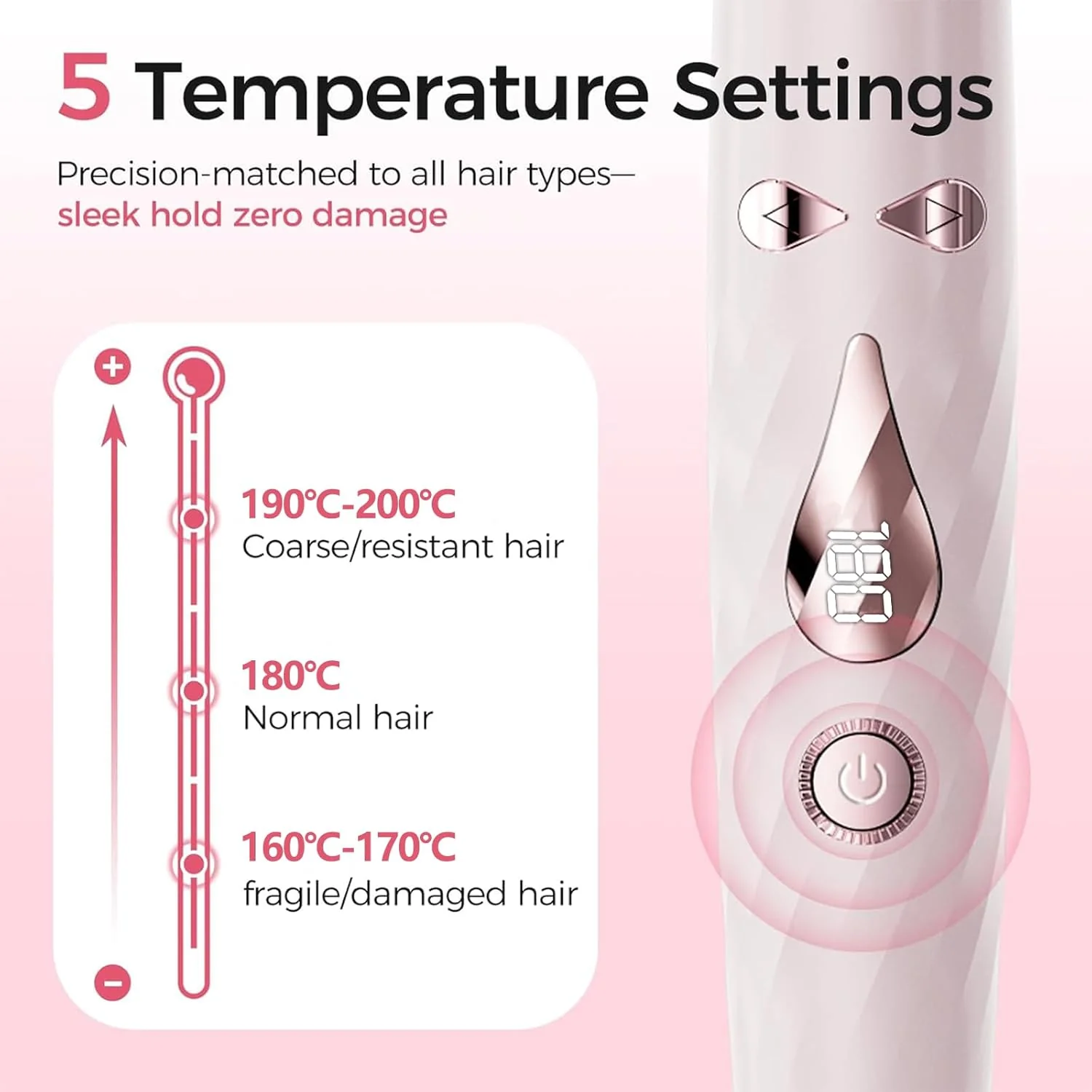 Lockenstab, automatisch, 3-in-1, Rosa – Keramikbeschichtung, eisige Keramikbeschichtung, schnelles A - Image 4