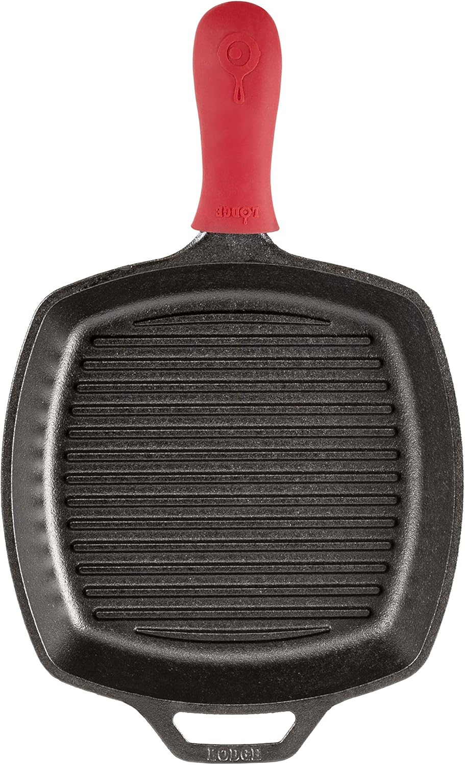 Lodge L8SGP3ASHH41B Gusseisen-Grillpfanne mit rotem Silikon-Griffhalter, vorgewürzt, 26,7 cm Bundle, - Image 3