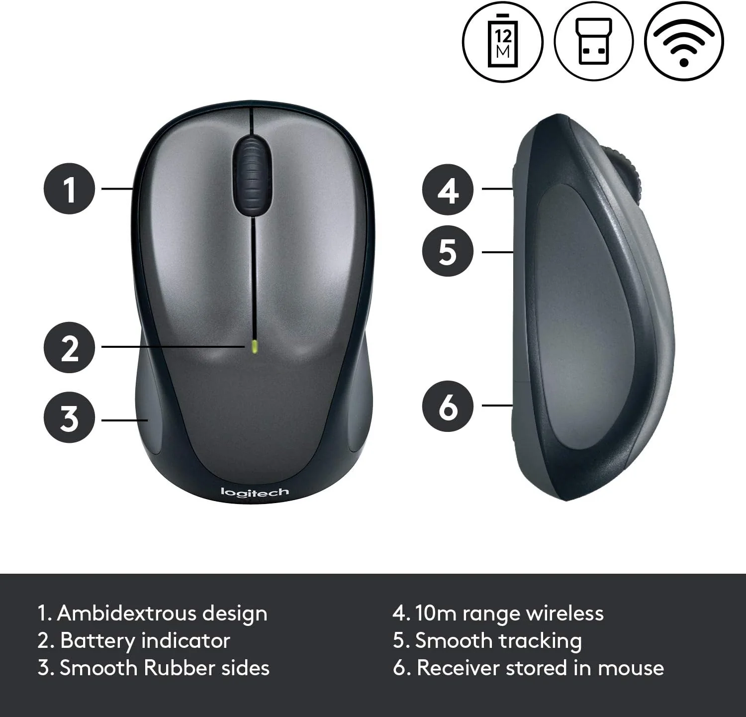 Logitech M235 Kabellose Maus, 2,4 GHz mit USB-Empfänger, 1000 DPI Optical Tracking, 12 Monatige Batt - Image 7