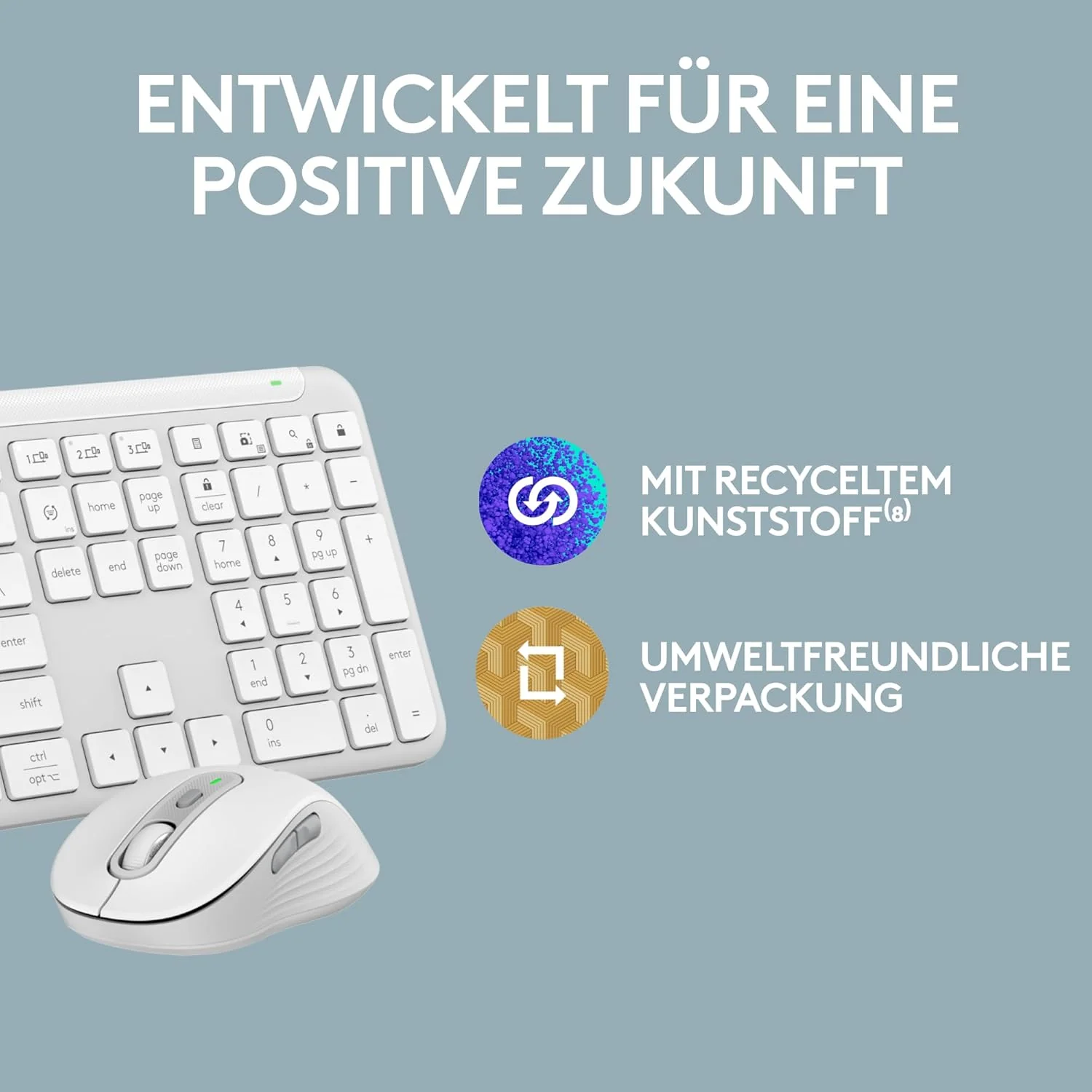 Logitech MK950 Signature Slim kabelloses Tastatur-Maus-Set, schlankes Design, leise tippen, Wechsel - Image 7