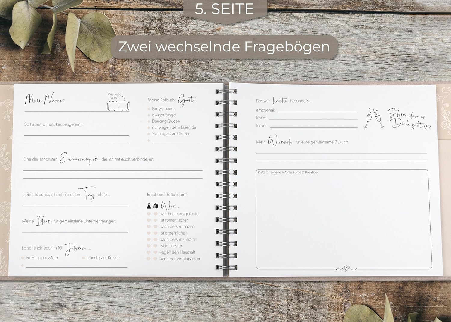 Love Notes Gästebuch Hochzeit mit Fragen zum Ausfüllen – Hochwertiges Hochzeitsbuch für unvergesslic - Image 7