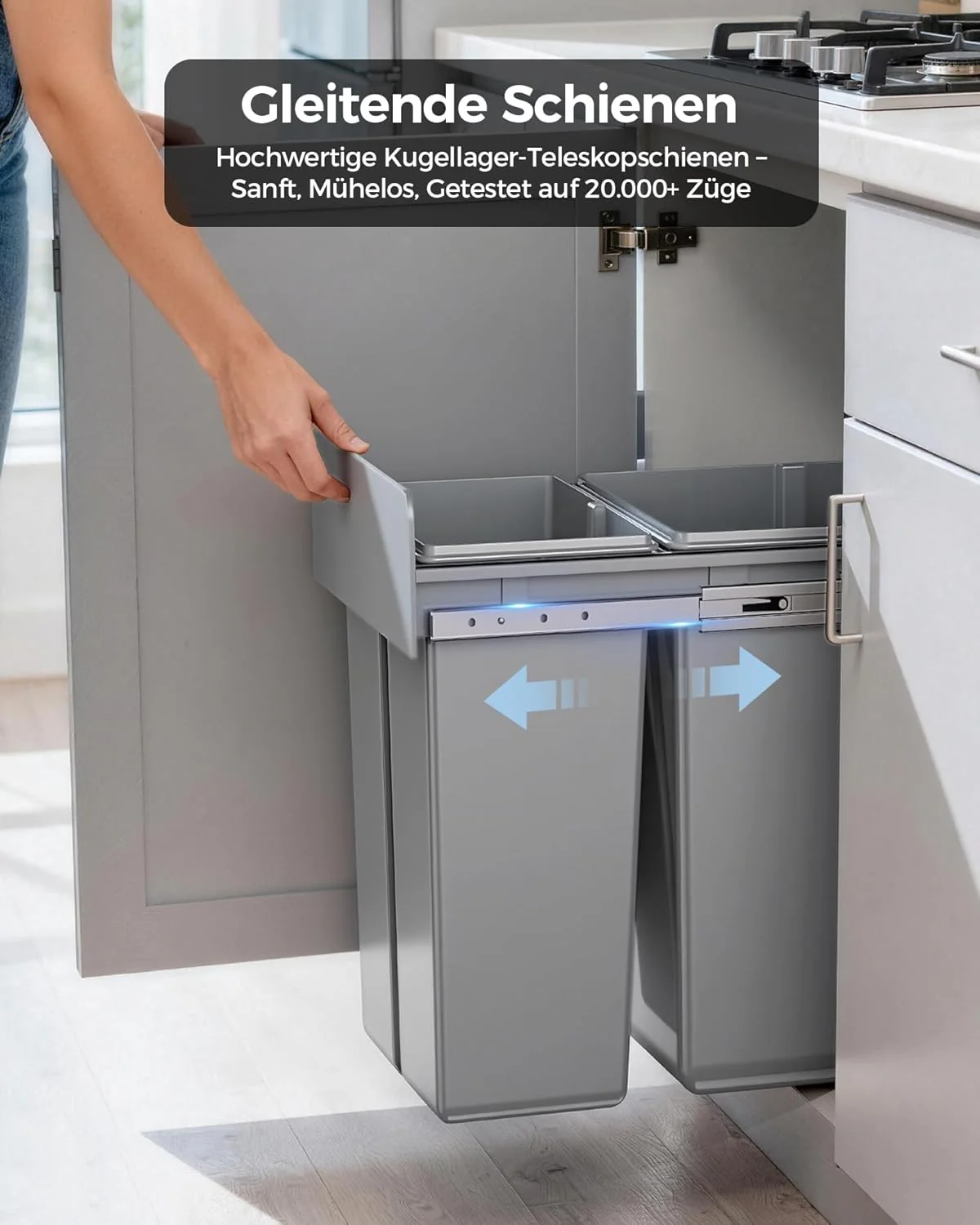lovewind Abfallsammler Tandem, 10L+20L, Mülleimer küche, Mülltrennsystem für Unterschrank,Abfalleime - Image 6