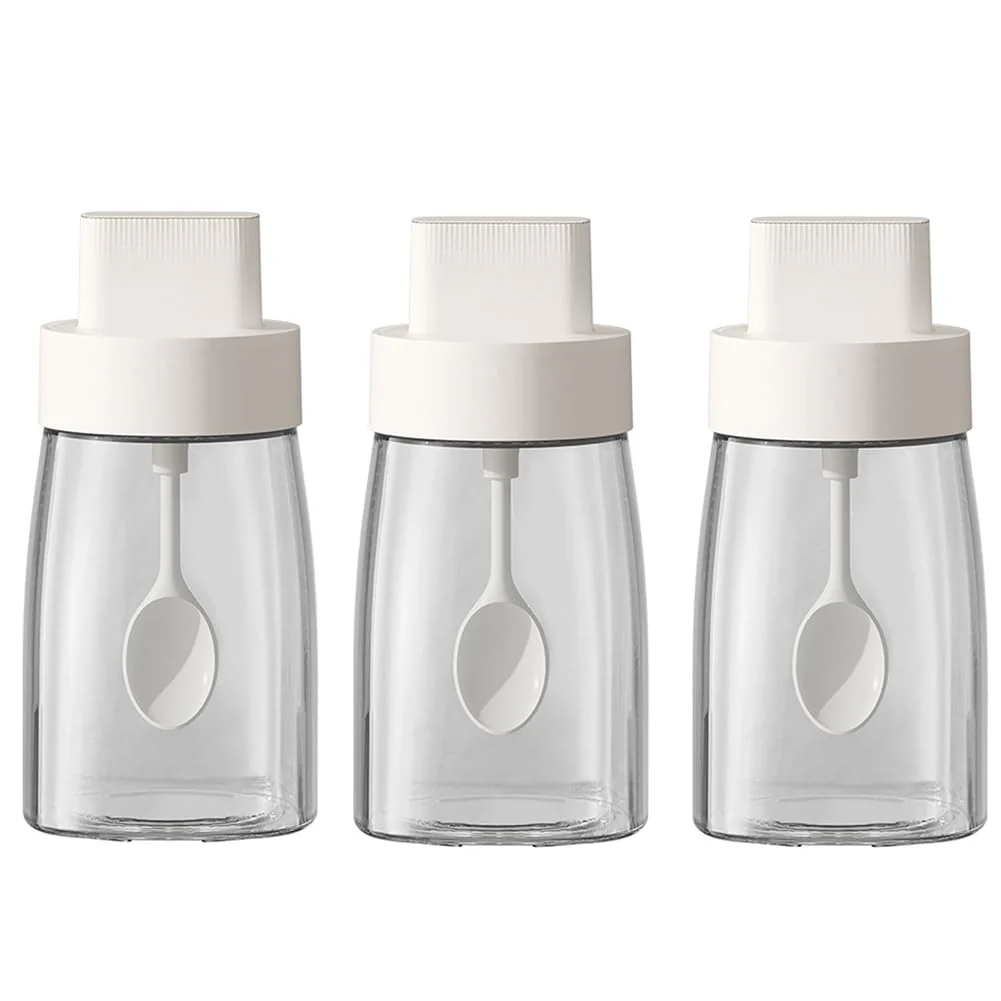 LOYUYU Küche Natrium Calcium Glas Gewürzgläser Gewürzboxen Set von 3, Gewürztöpfe Gewürzgläser, Komb