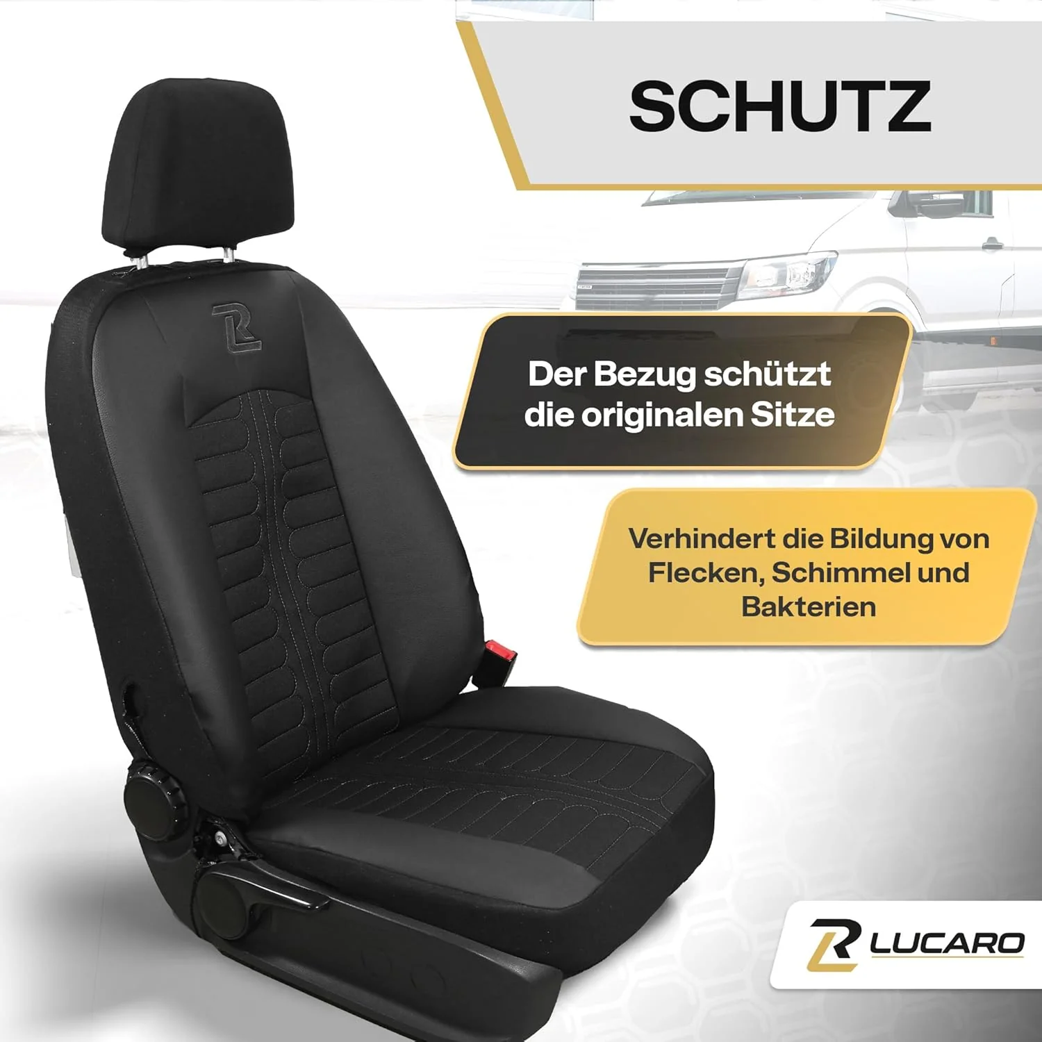 LUCARO Sitzbezüge Auto für Mercedes Sprinter 3 ab 2018 - Sitzbezügesets 1+2 - Auto Sitzbezüge Schwar - Image 4