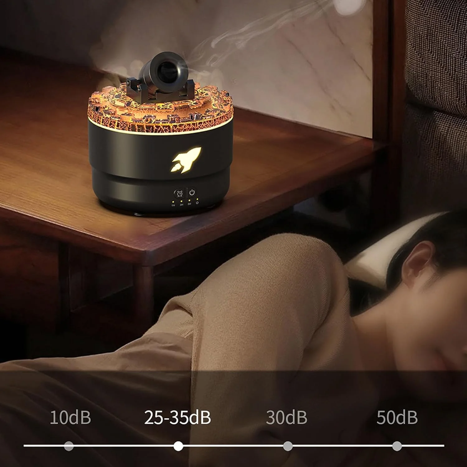 Luftbefeuchter für Schlafzimmer, Vulkanfeuerflamme Aromatherapie Diffusor, 300 Ml Cooler Nebel -Luft - Image 2