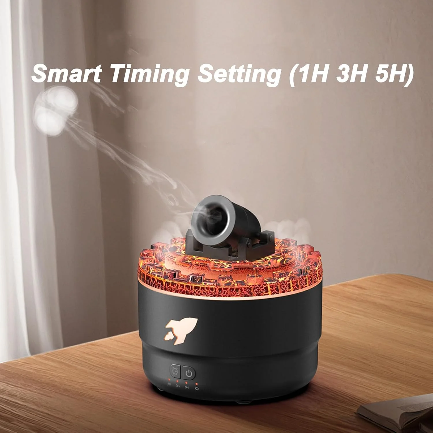 Luftbefeuchter für Schlafzimmer, Vulkanfeuerflamme Aromatherapie Diffusor, 300 Ml Cooler Nebel -Luft - Image 3