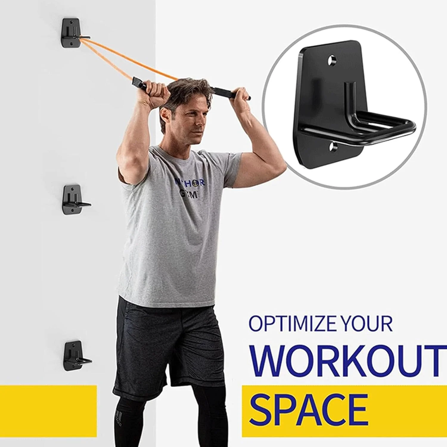 lyanny 3 Stück Widerstandsband-Wandanker, Wandhalterung, Workout-Ankerhaken, Metall-Wandhaken für Wi - Image 2