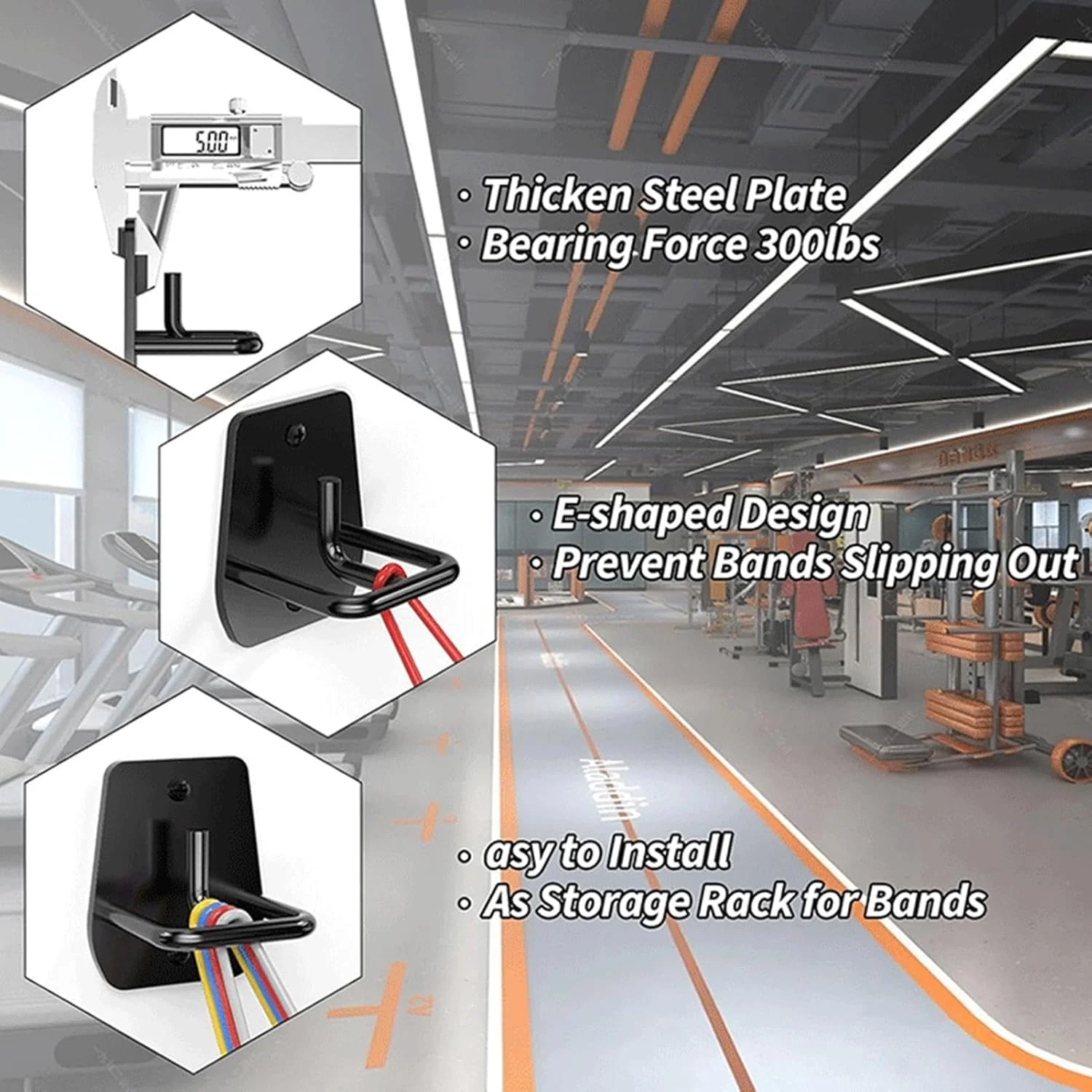 lyanny 3 Stück Widerstandsband-Wandanker, Wandhalterung, Workout-Ankerhaken, Metall-Wandhaken für Wi - Image 4