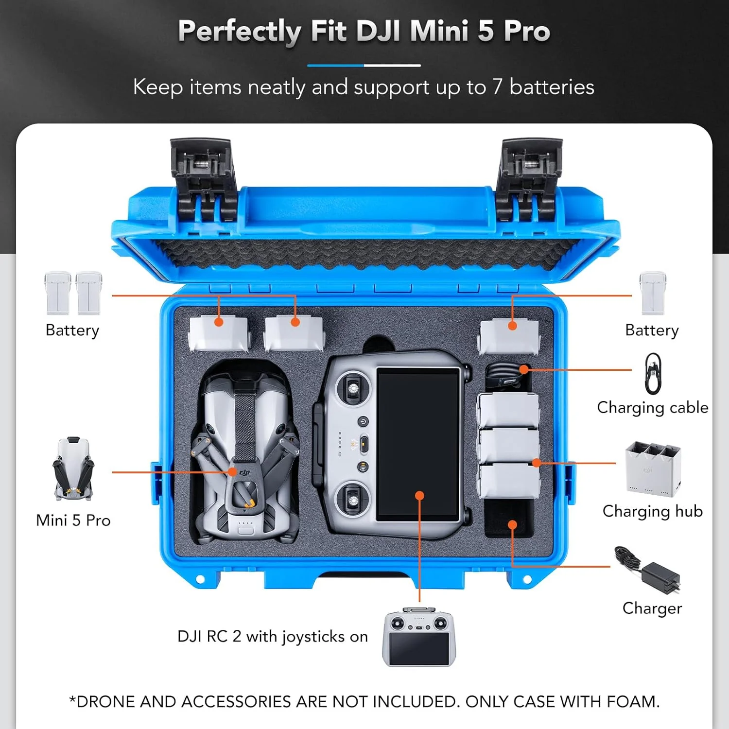Lykus Titan MM510 Wasserdicht Tasche/Koffer/Case für DJI Mini 5 Pro und RC2/RC-N3,Unterstützt 7 Akku - Image 2