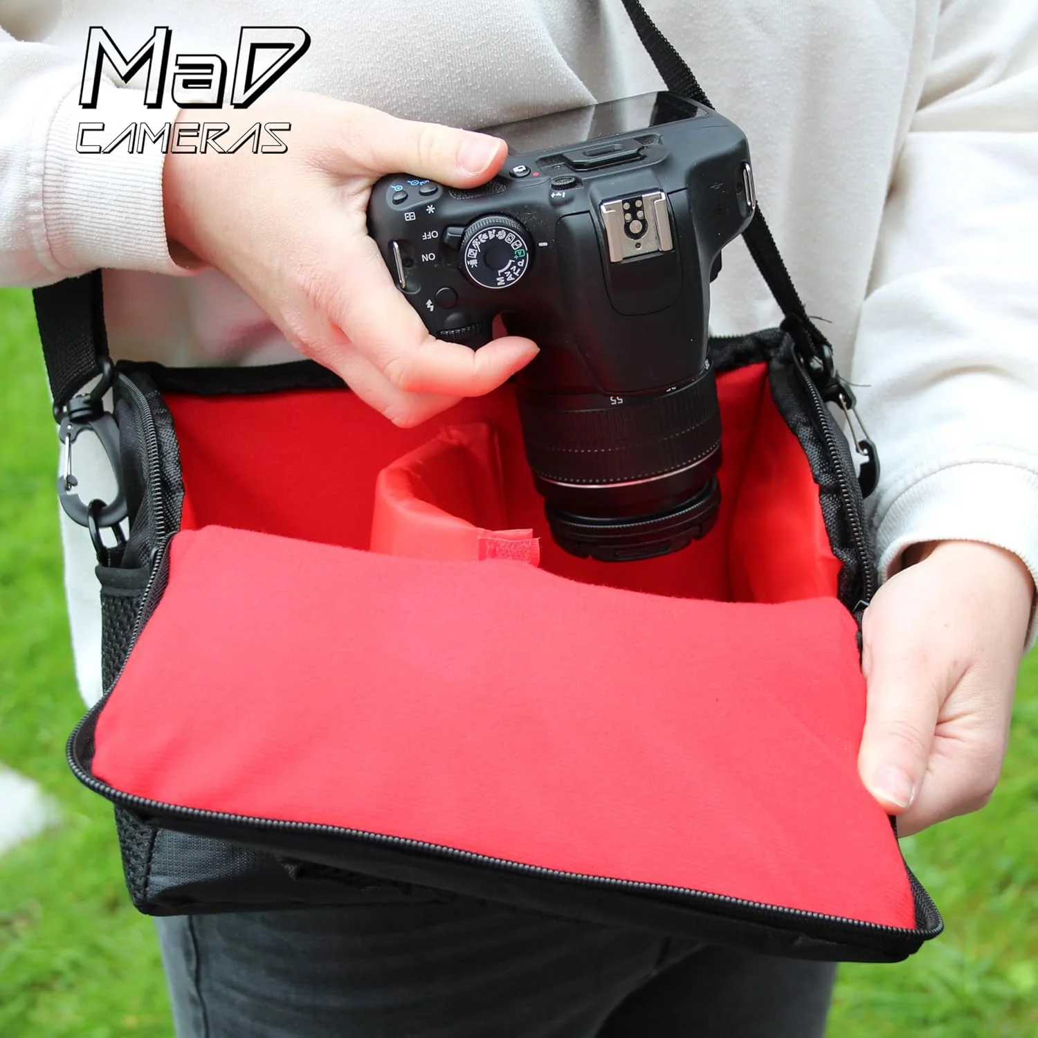 MaD Camera - Gepolsterte DSLR-Kameratasche (Mittel) - Verstellbare Umhänge-Tragetasche - Kompatibel - Image 5