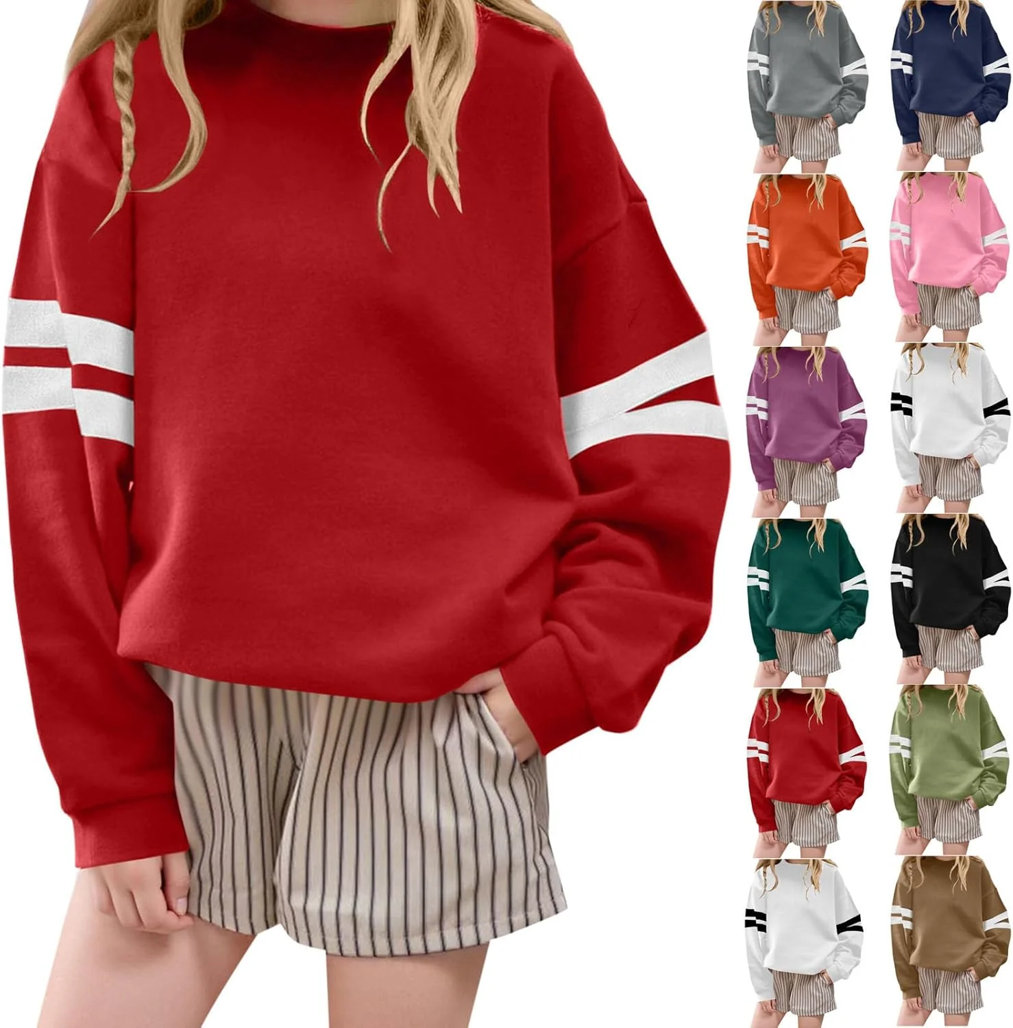 Mädchen Langarmshirts Kinder Tops Mode Kleidung Sweatshirt Farbblock T-Shirt Bekleidung Oberteile Cl - Image 2