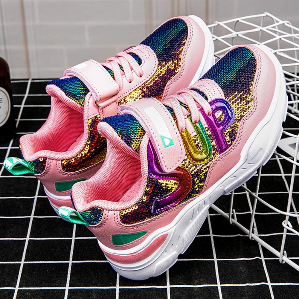 Mädchen Turnschuhe Sparkle Scales Sneaker Kinderschuhe mit Klettverschluss(28-38 EU), Pink - Image 3