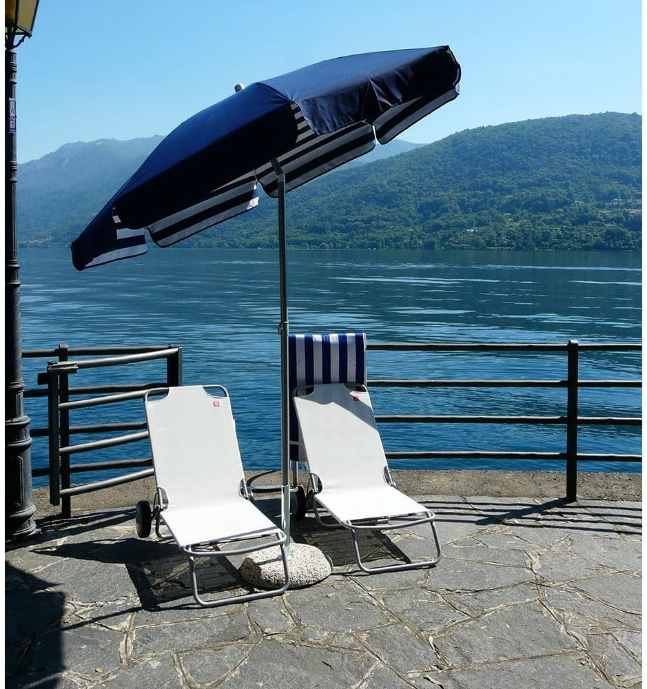 Maffei Art 181 Venezia Sonnenschirm rund Baumwolle Duplex Durchmesser 200 cm Made in Italy blau, bla - Image 7