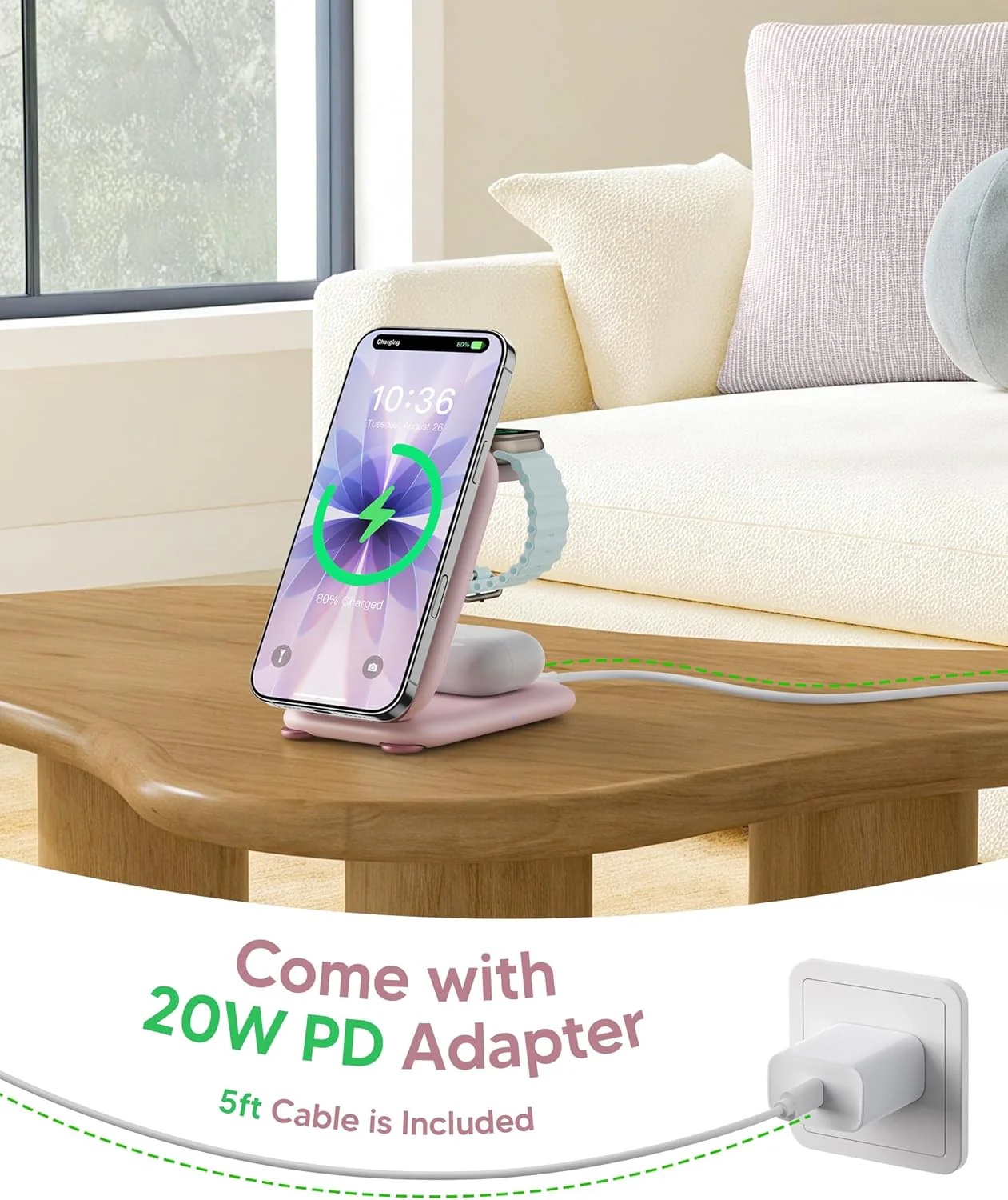 Mag Safe Ladegerät Kabellose Ladestation für Apple-Geräte, 3-in-1-zum faltbar magnetischer Charger K - Image 7