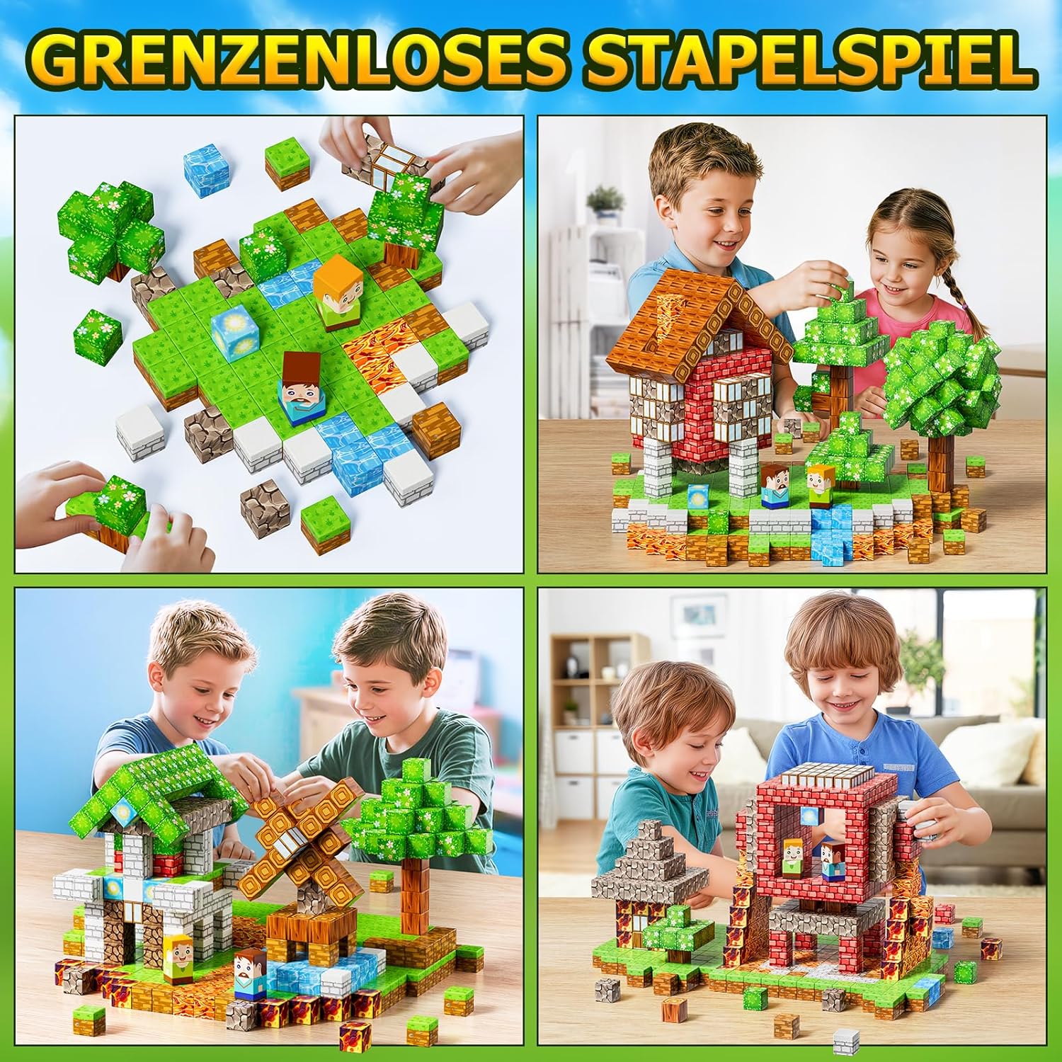 Magnetische Bausteine 150 Teile, Baue Magnetisches Bauwelt Magnetblöcke Fliesen Kinder Spielzeug Ges - Image 5