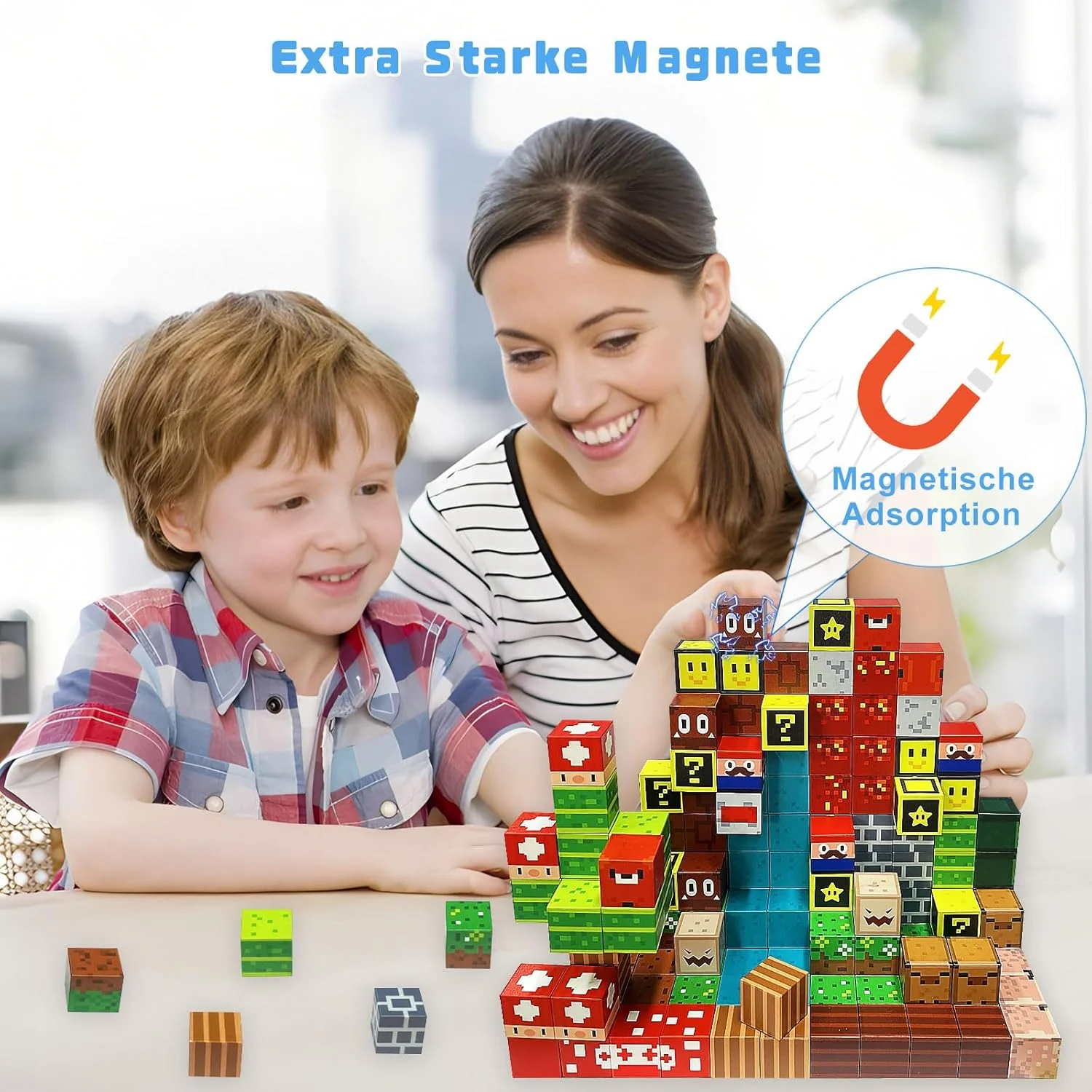 Magnetische Bausteine - 150 Teile Magnet Bausteine Kinder | Magnetic Building Blocks | Spielzeug Kre - Image 5