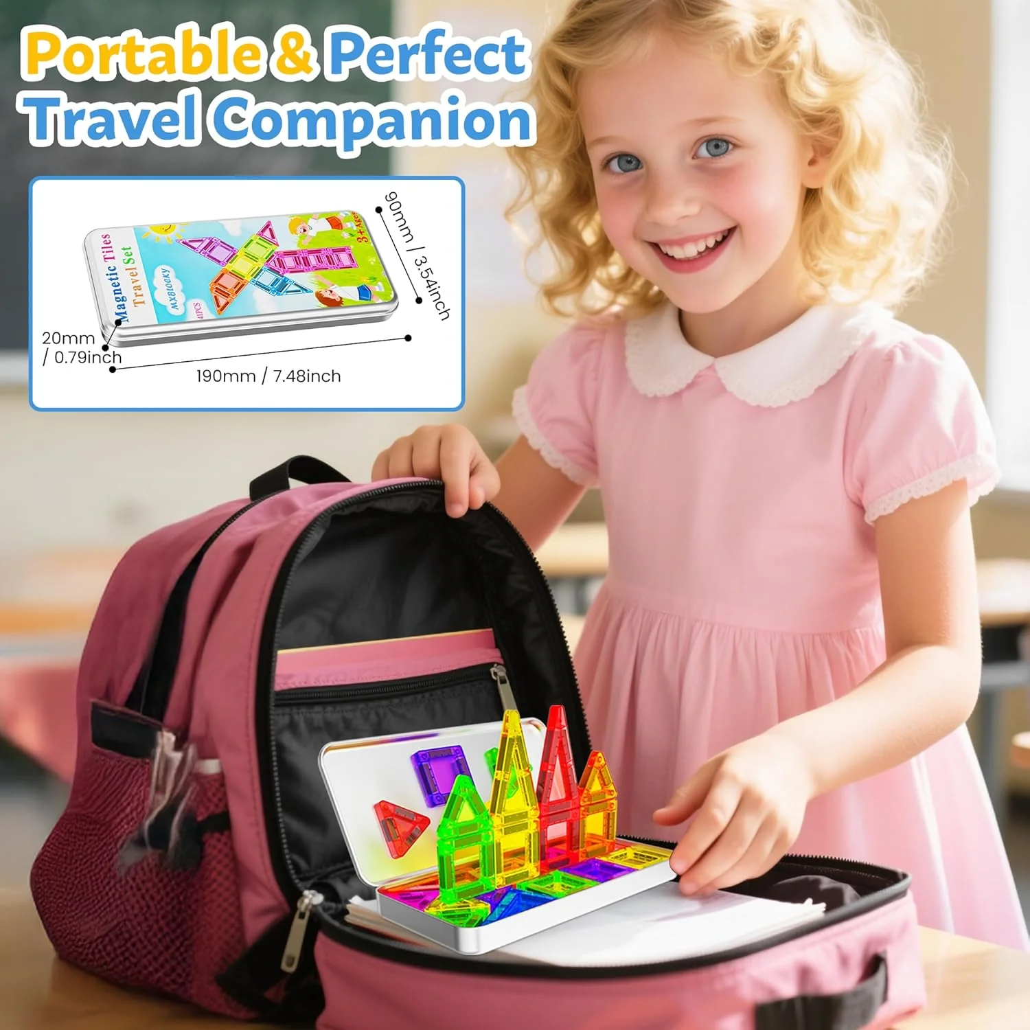 Magnetische Bausteine 41PCS Mini Magnetbausteine Reiseset Magnetspielzeug Mit Reisebox Montessori Re - Image 2