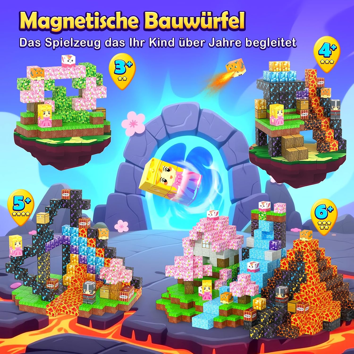 Magnetische Bausteine- Magnetbausteine Magnetspielzeug, 154 Teile Magnetische Bauwelt Spielzeug, Bau - Image 4
