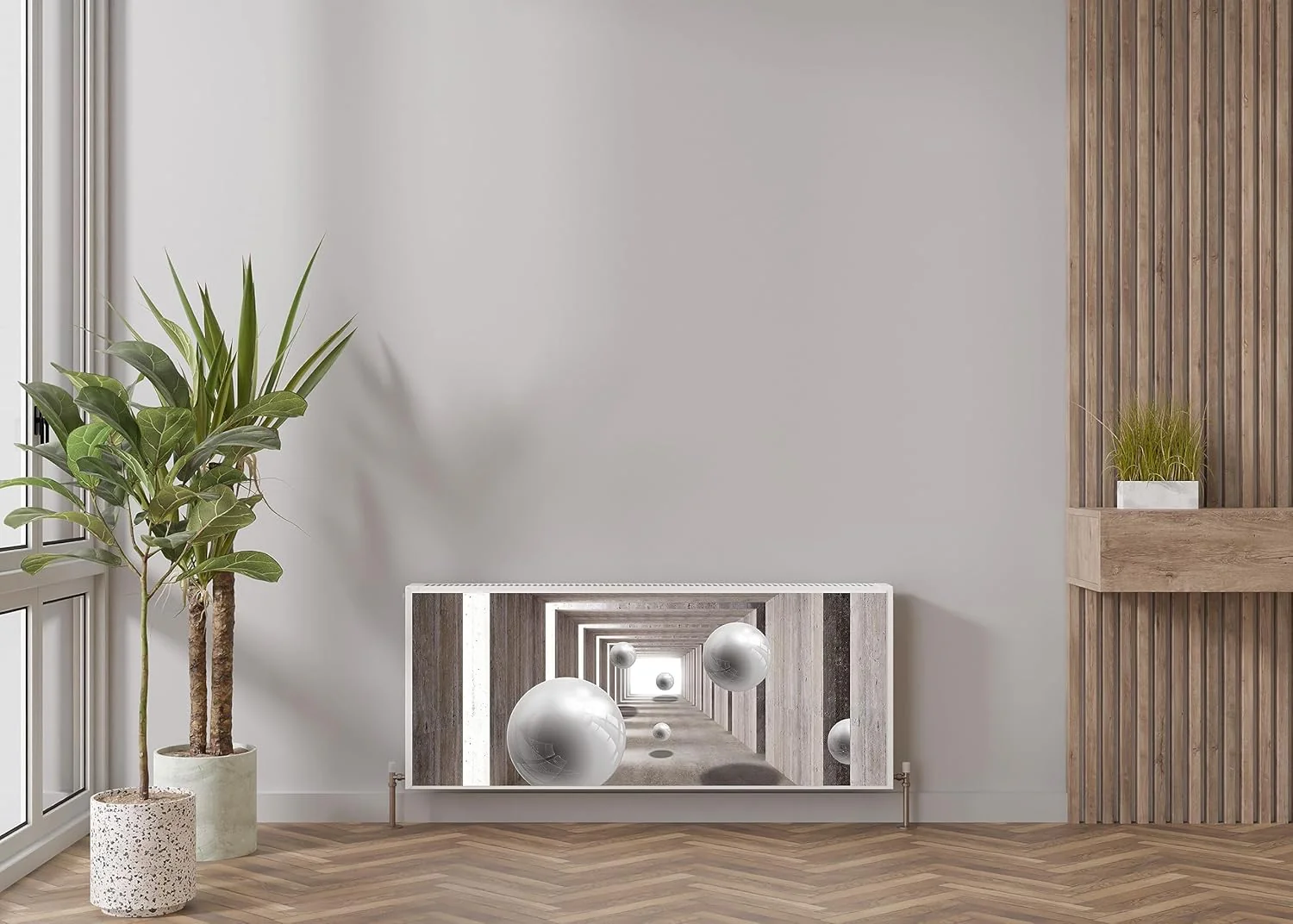 Magnetische Heizkörperverkleidung - 160x60 cm - Magnet Heizkörperabdeckung - Motiv 3D-Kugeln - Wasse - Image 6