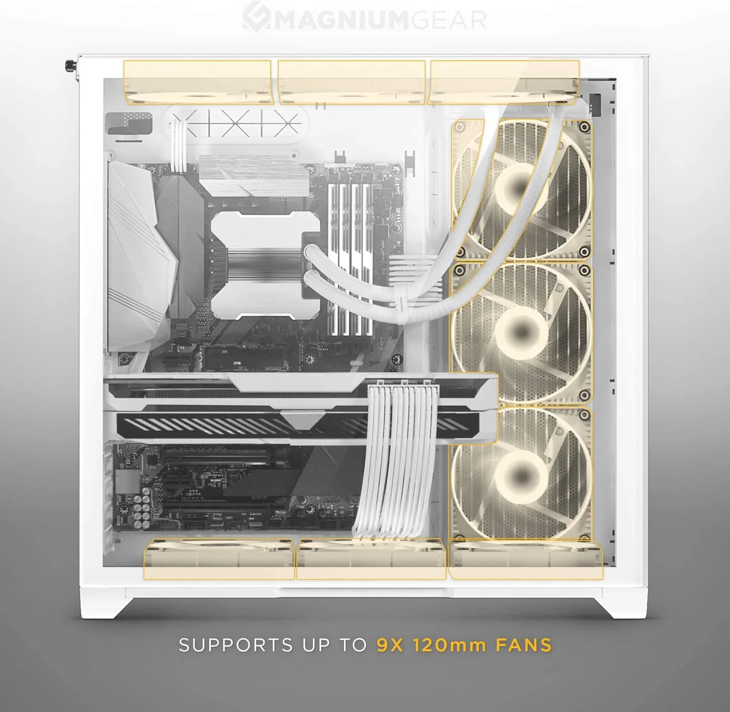 Magniumgear Neo Qube 2, Dual Chamber ATX Mid-Tower,Digital-RGB Lighting, Tempered Glass Panels, Weis - Image 7