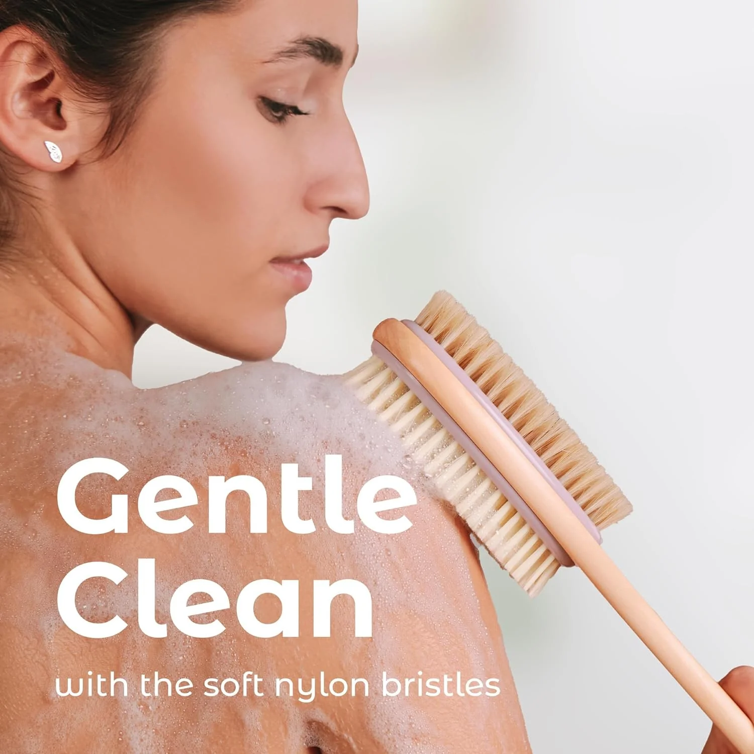 MainBasics Rückenschrubber für Dusche Langer Griff Rückenbürste Doppelseitig mit Peeling und weichen - Image 5