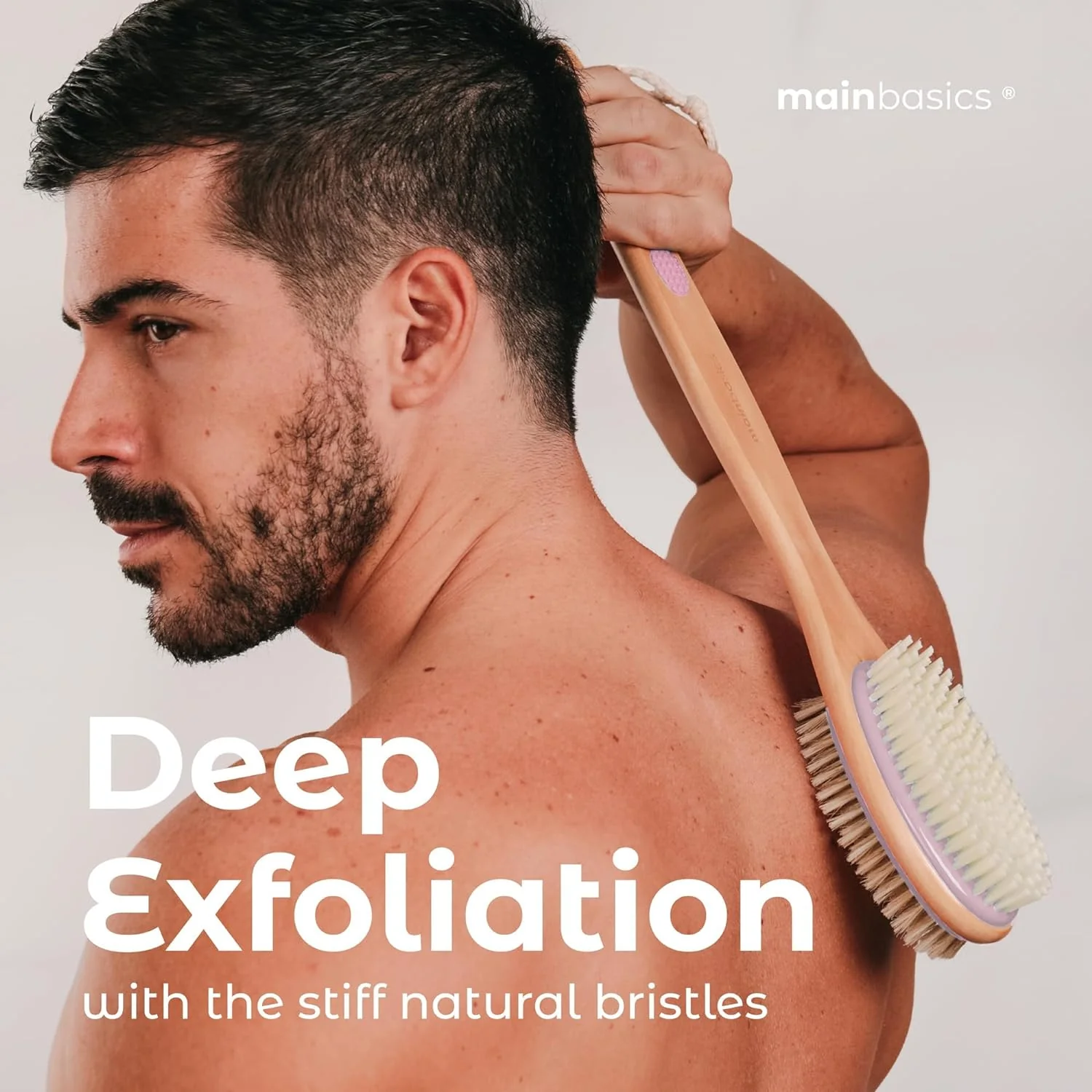MainBasics Rückenschrubber für Dusche Langer Griff Rückenbürste Doppelseitig mit Peeling und weichen - Image 6