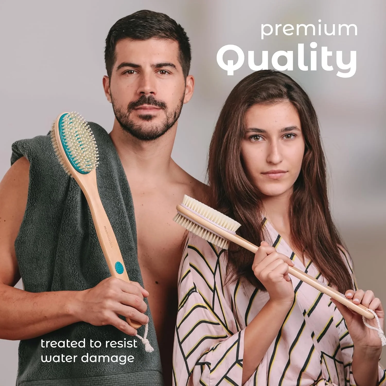 MainBasics Rückenschrubber für Dusche Langer Griff Rückenbürste Doppelseitig mit Peeling und weichen - Image 7