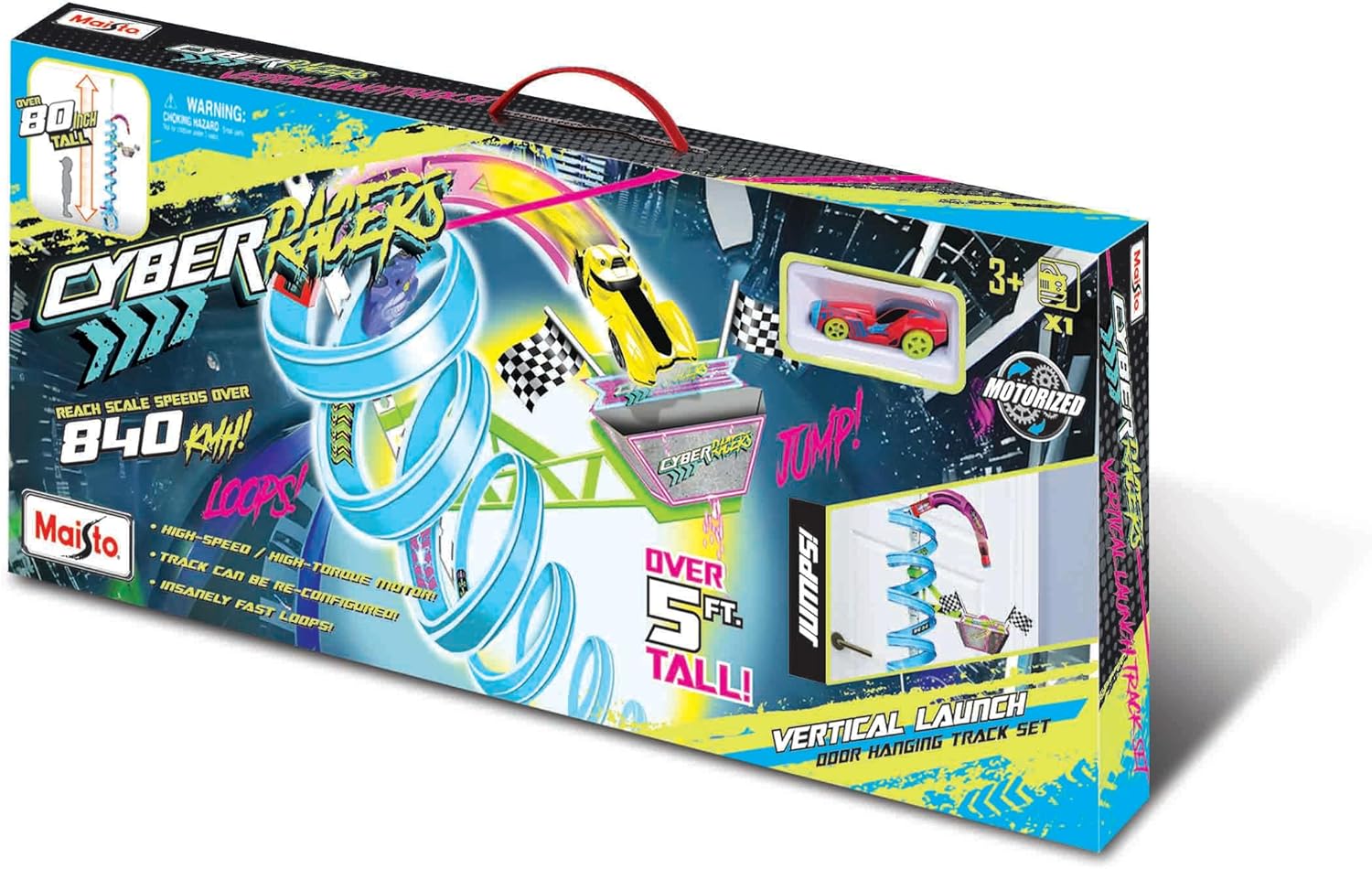 MAISTO Cyber Racer Vertical Launch Verrückte Autorennbahn für die Tür 2 Meter hoch mit Korkenzieher - Image 3