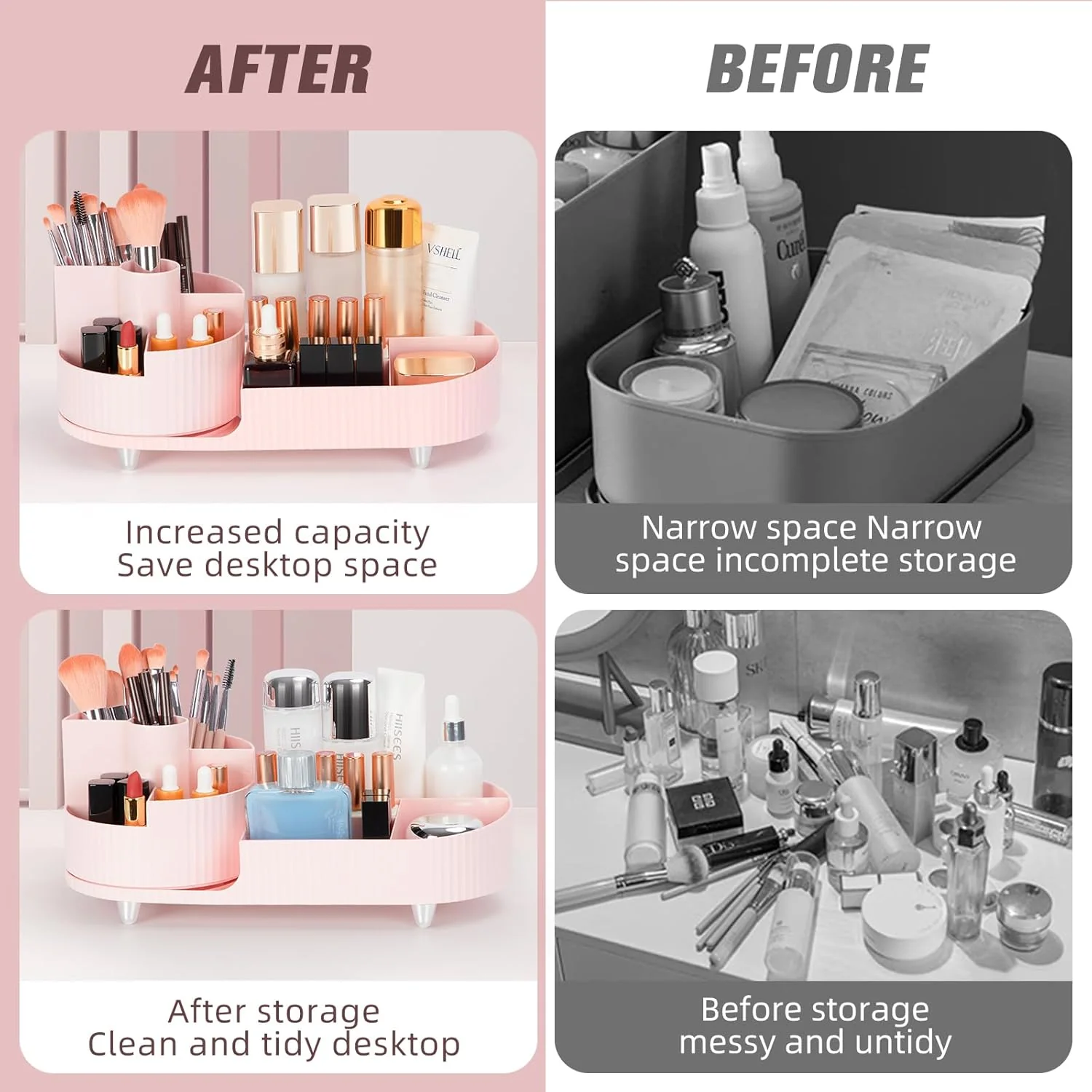 Make Up Kosmetik Organizer, 360° Drehbarer Beauty Organizer, Multifunktionale Kosmetikaufbewahrung f - Image 7