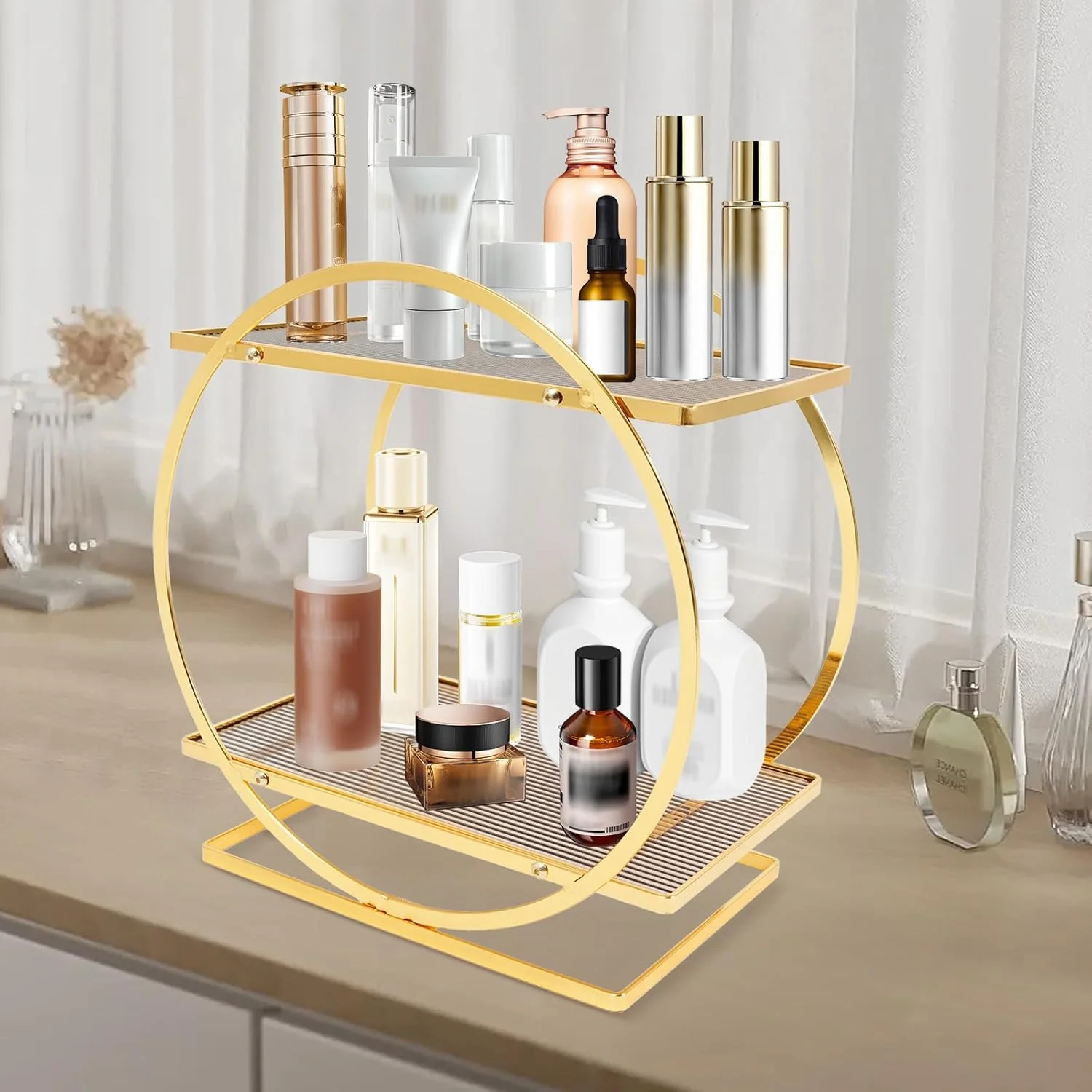 Make-up Organizer, Doppellagige Parfüm Organizer für Kommode, moderner Stil geeignet für Bad Küche u - Image 7