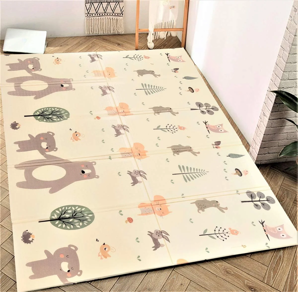 Mamabrum Baby Krabbel Matte Baby Teppich Spielmatte, 195 x 176 x 1.0 cm, ungiftig Bodenmatte Verdick - Image 2