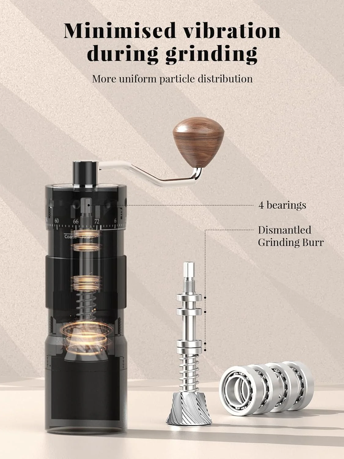 Manuelle Kaffeemühle mit 16μm externer Mahlgradeinstellung, Präzisionsmühle für Espresso & Pour Over - Image 5