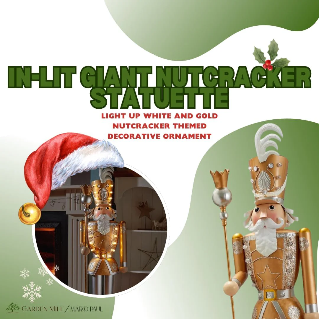 Marco Paul Riesen-Nussknacker, 119 cm, Weihnachts-Metall beleuchtet traditionelle Festliche Figur mi - Image 4