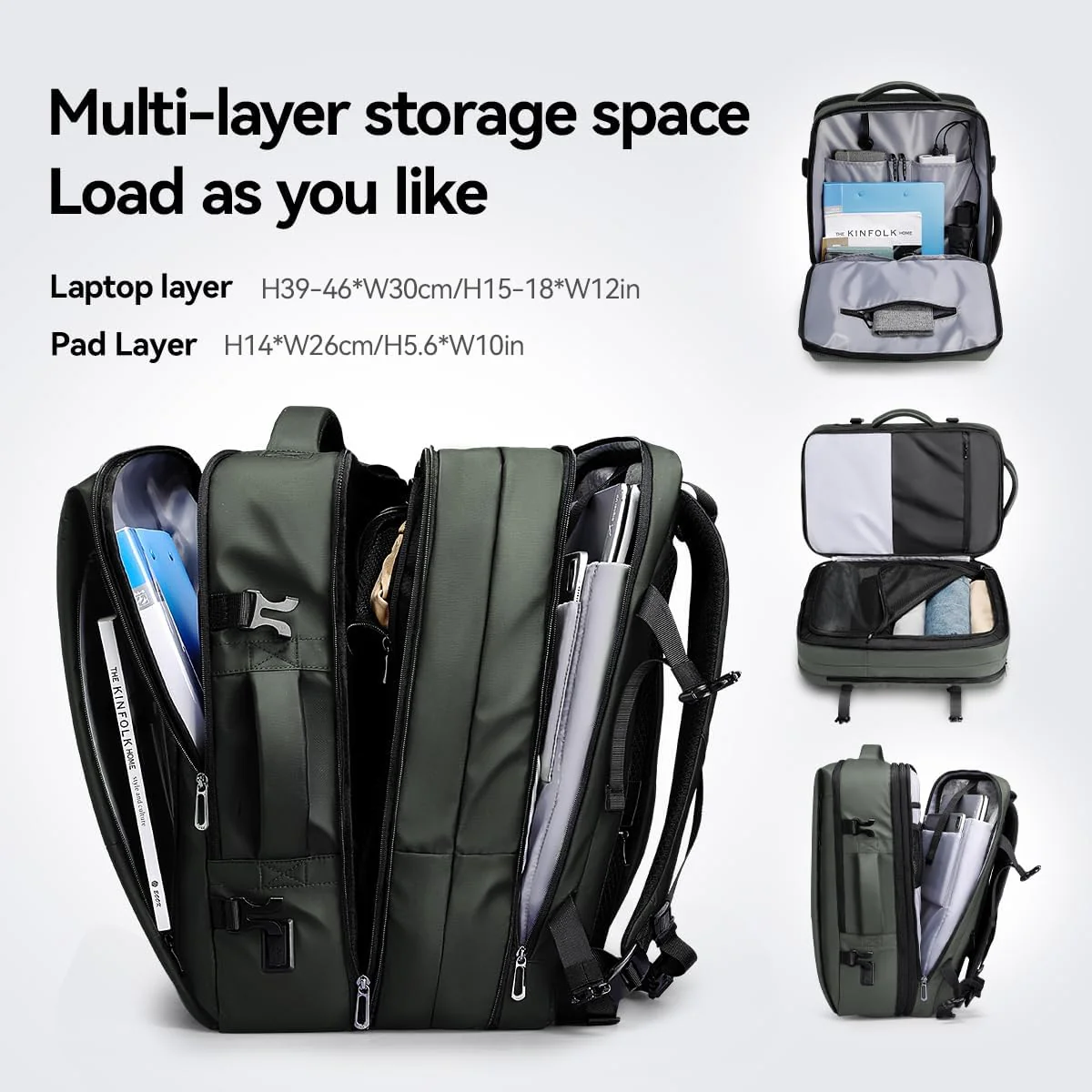 MARK RYDEN 30-45L Geschäftsreiserucksack, Erweiterte Umhängetasche, multifunktionaler Nass- und Troc - Image 3