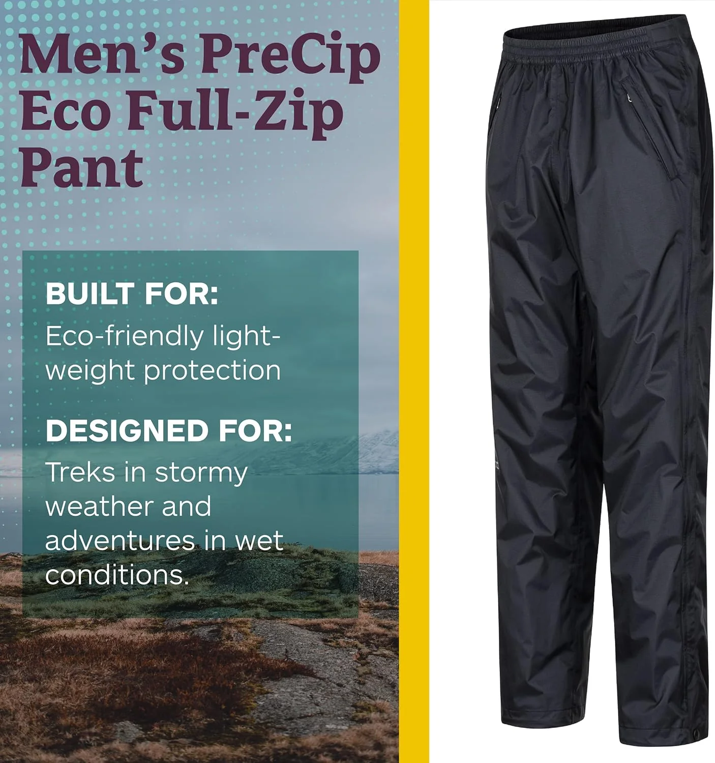 Marmot Herren PreCip Eco Full Zip Pant, Wasserdichte Regenhose, winddichte Wanderhose, atmungsaktive - Image 4