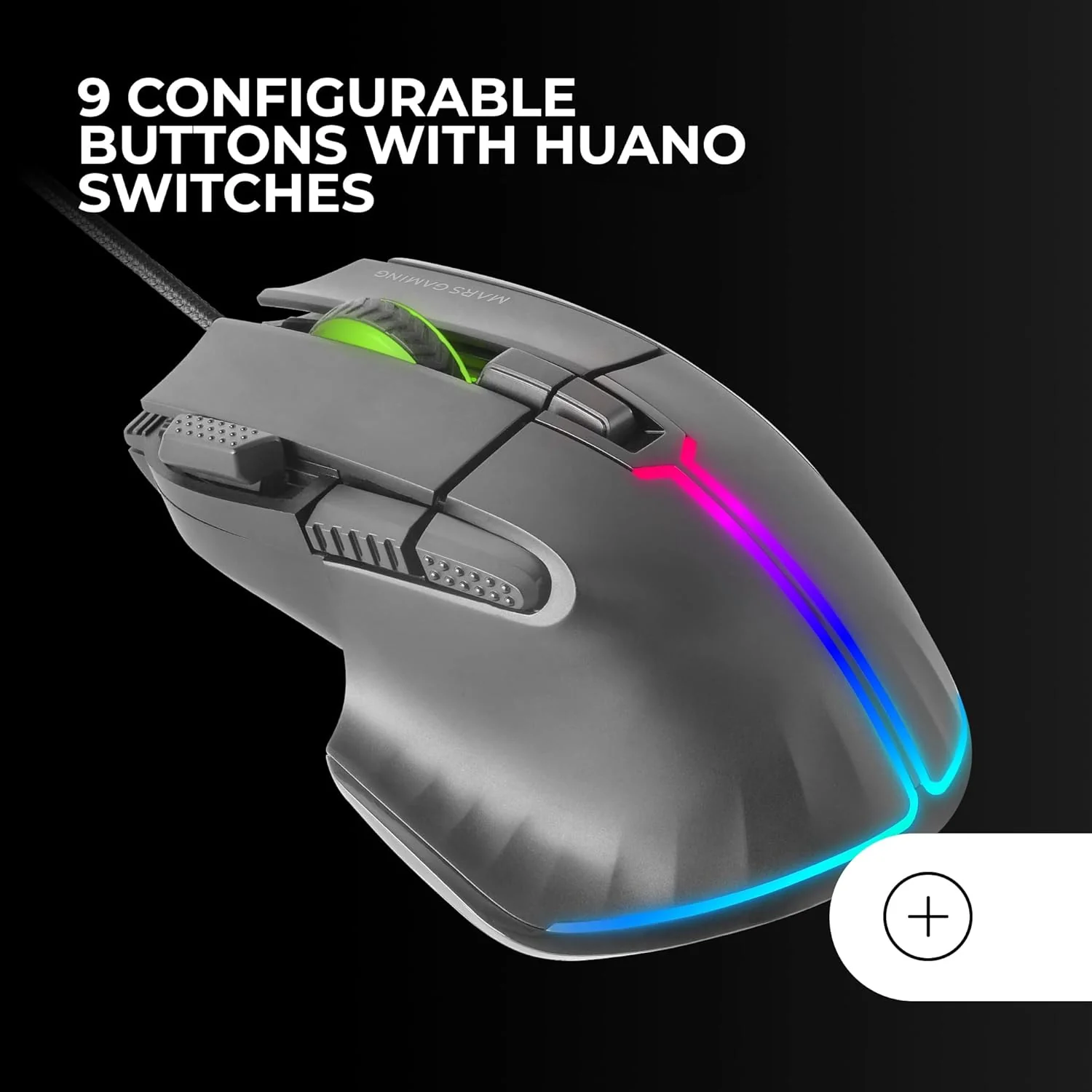 Mars Gaming MMXT, RGB-Gaming-Maus, Ergonomisches Design mit Daumenauflage, 12800DPI Optischer Sensor - Image 2