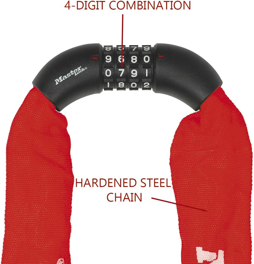 MASTER LOCK Fahrradschloss Stahlkettenglied [mit Zahlen] [90 cm Kette] [Rot] 8392EURDPROCOLR - Ideal - Image 2