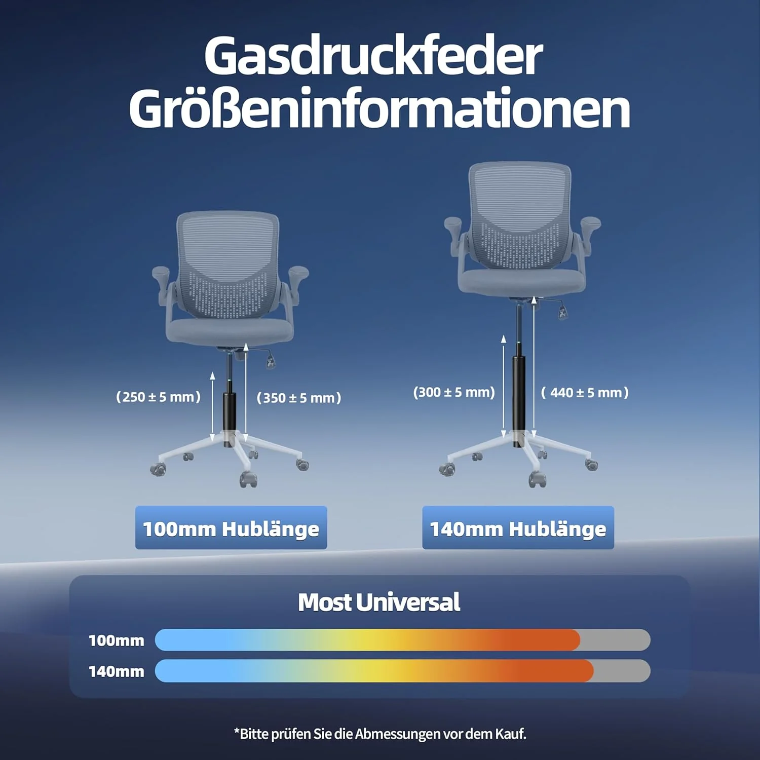 Mastery Mart 178mm-279mm Gasdruckfeder für Bürostuhl, Gasfeder mit 100mm einstellbarem Hub, bis 450k - Image 7