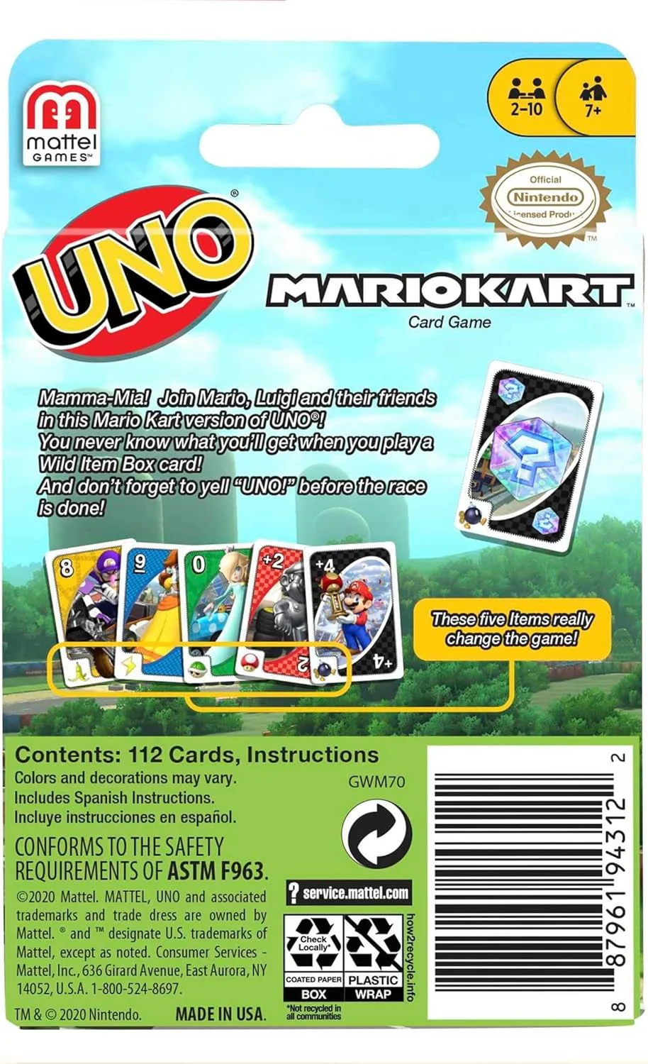 Mattel Games GWM70 - UNO Mario Kart-Kartenspiel mit 112 Karten, für Spieler ab 7 Jahren, Mario Kart - Image 5