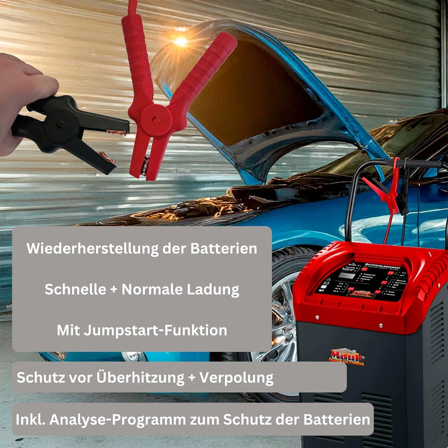 MAUK® Batterieladegerät Kfz Ladegerät Batteriestarter Jump Starter Auto Jumpstarter Auto Batterie St - Image 3
