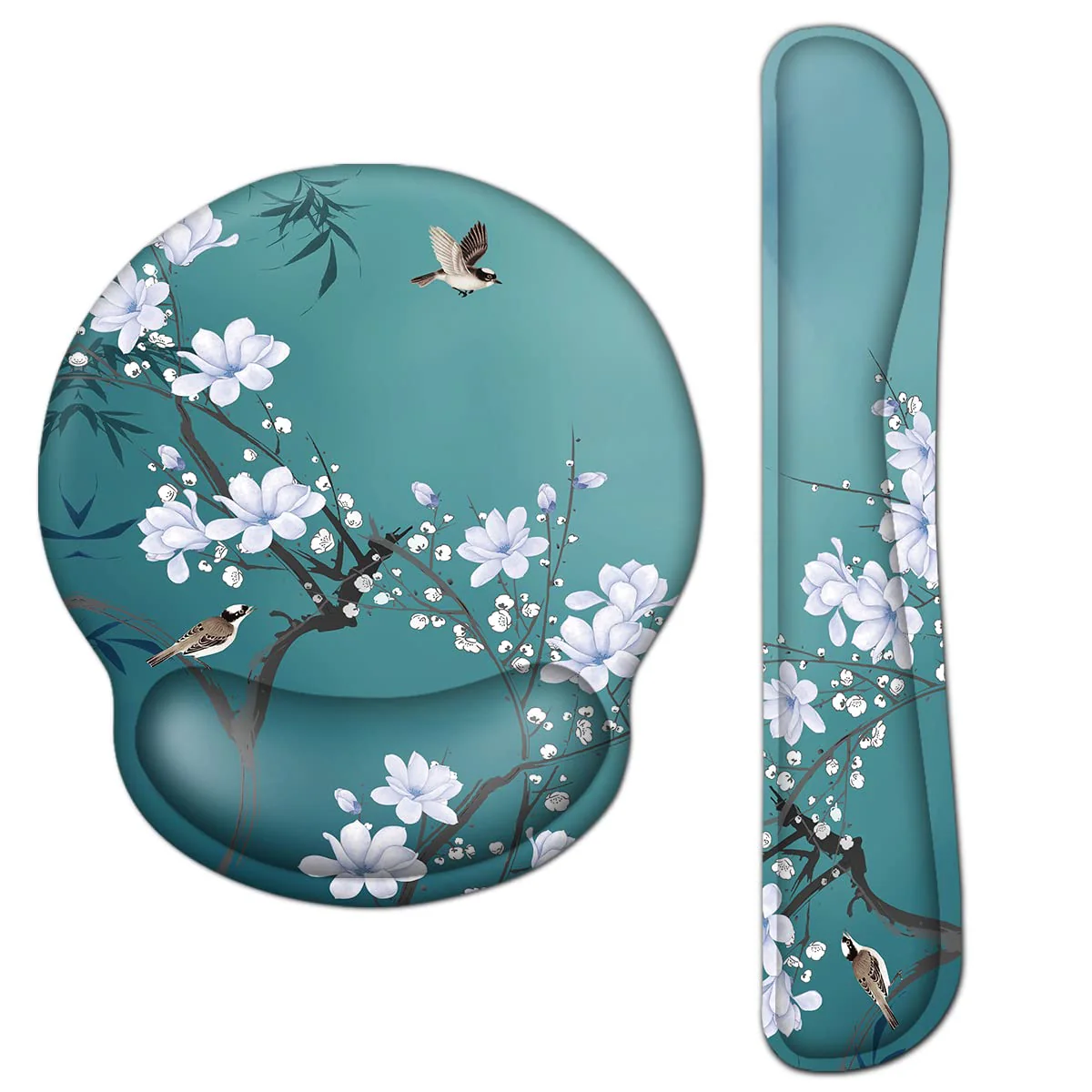 Mauspad mit Gelkissen Mousepad mit Handauflage Handballenauflage Tastatur Handgelenkauflage Blume BT