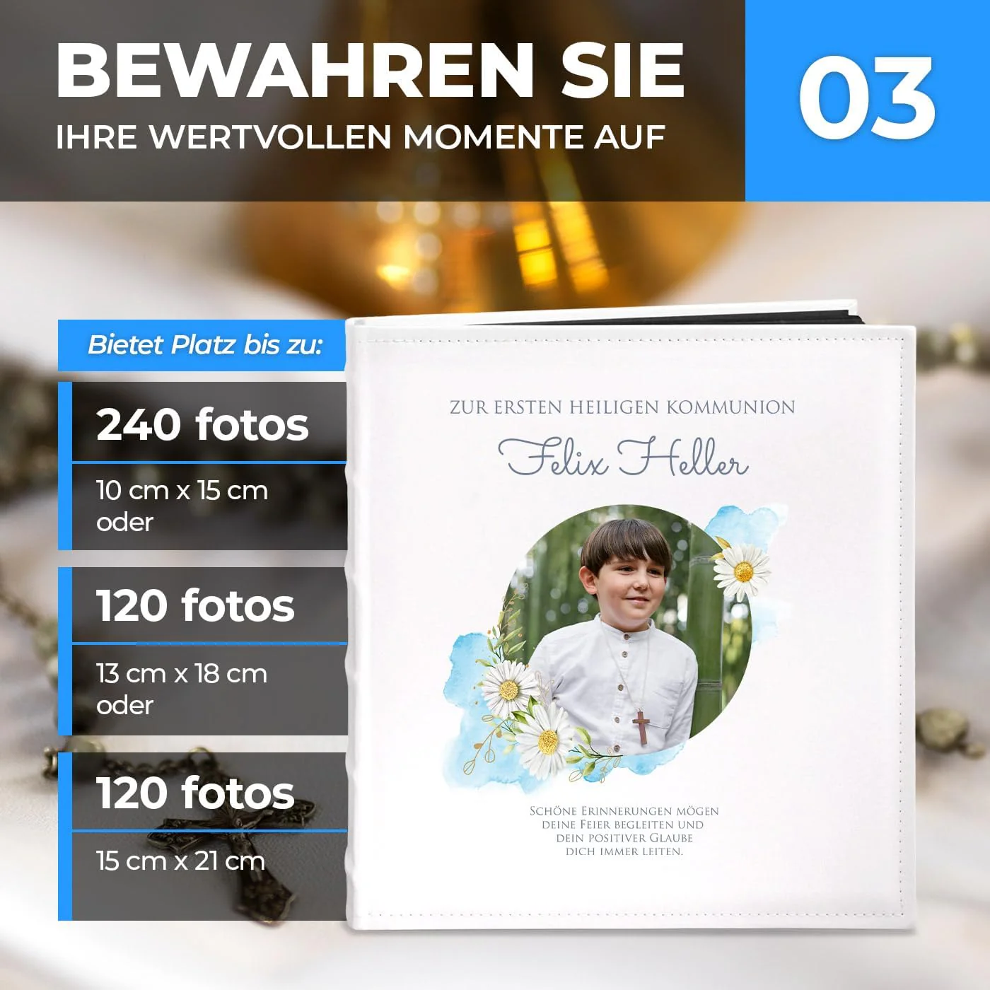 Maverton Fotoalbum zum Selbstgestalten mit Aufdruck - für 240 Fotos 10x15-60 schwarze Seiten - Gröss - Image 4
