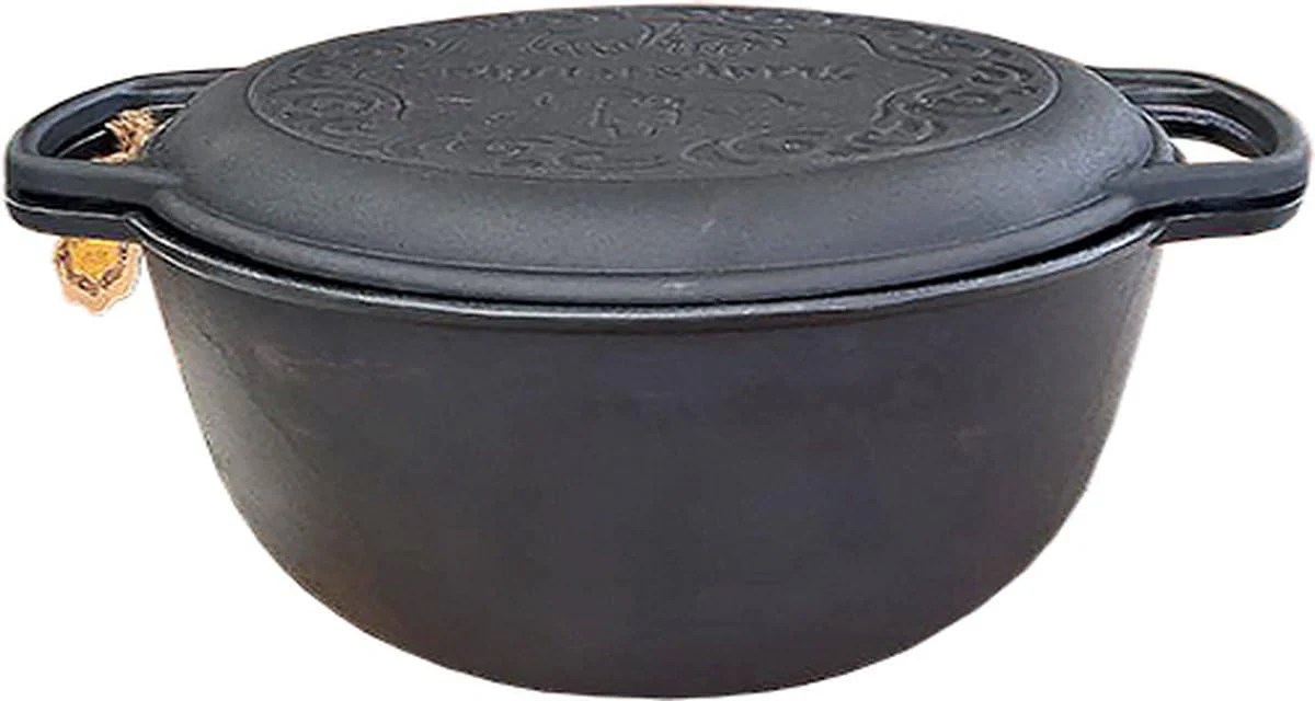 Maysternya™ Gusseisen Dutch Oven - Outdoor cooking - BBQ Bratpfanne Gusseisen - Schwarz (6 Liter), 6