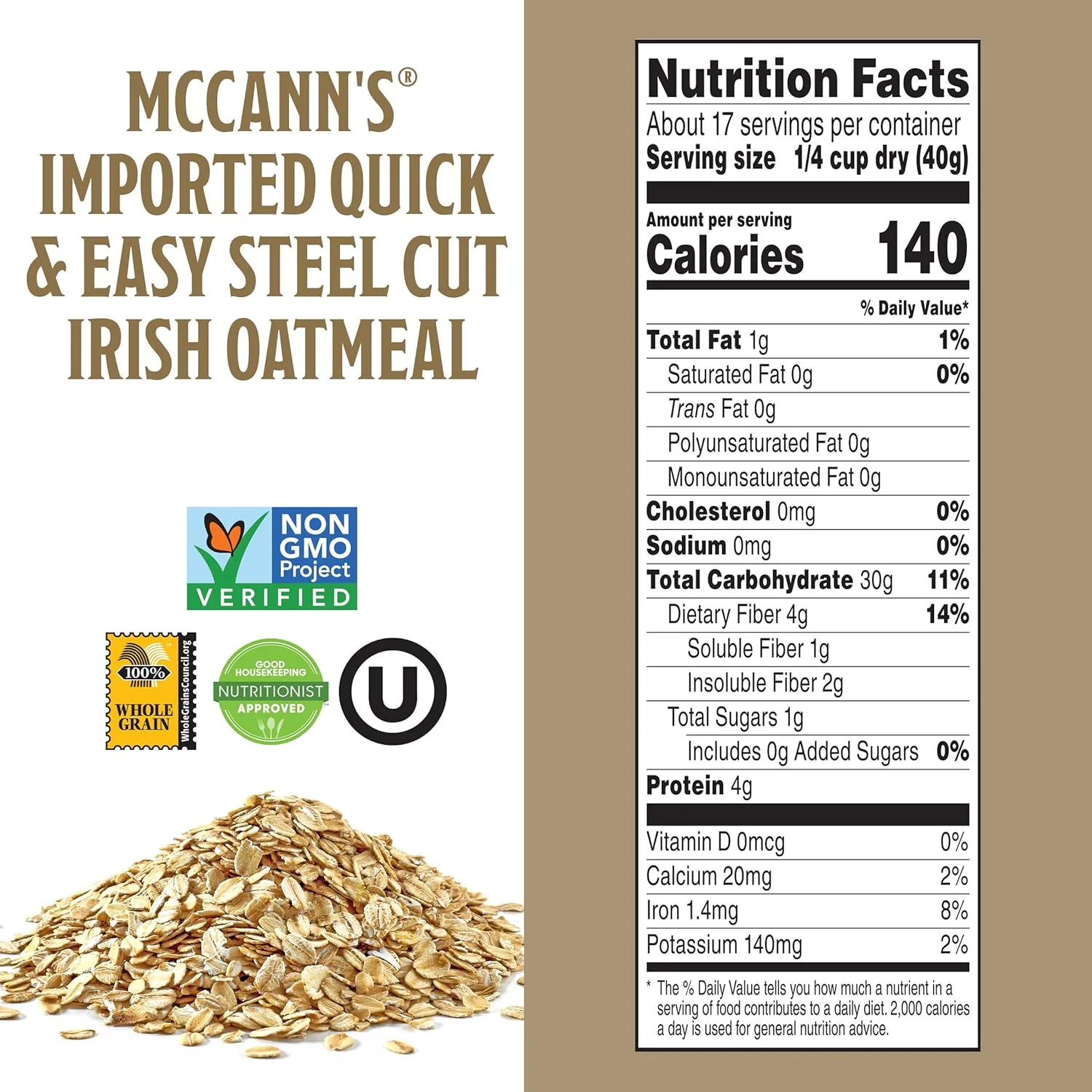 McCann Irish Oatmeal, Quick & Easy Cut Stahl Hafer, 24 Unzen (680 g) - Image 2